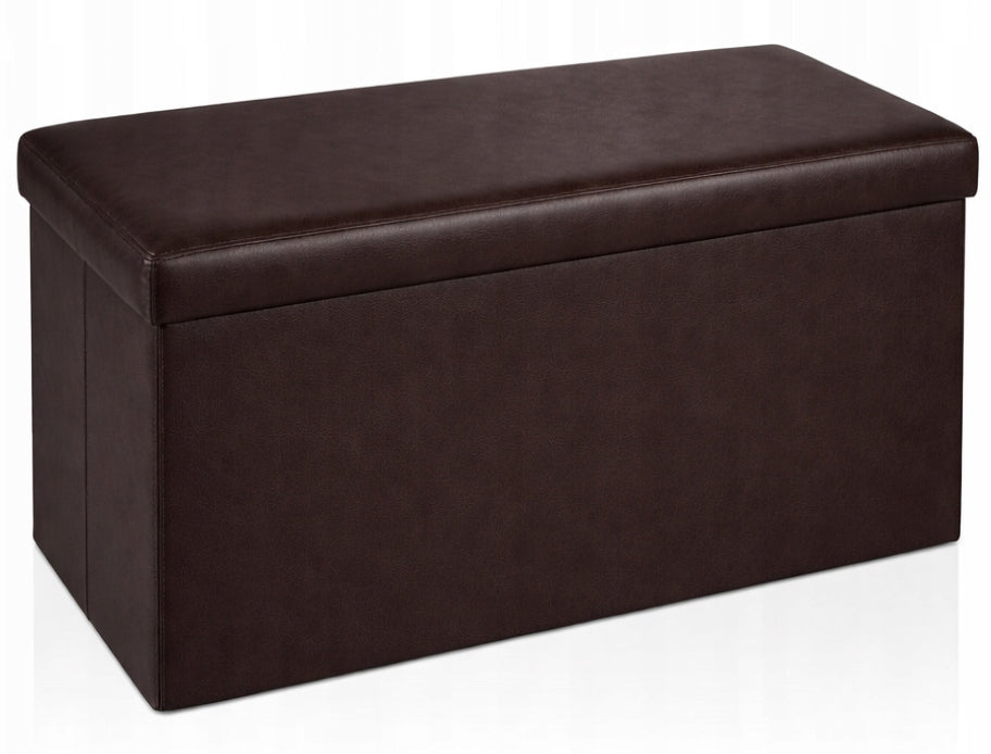 POUF POUF FOLDING SEAT WITH STORAGE 60x30x30 cm BROWN FAUX LEATHER