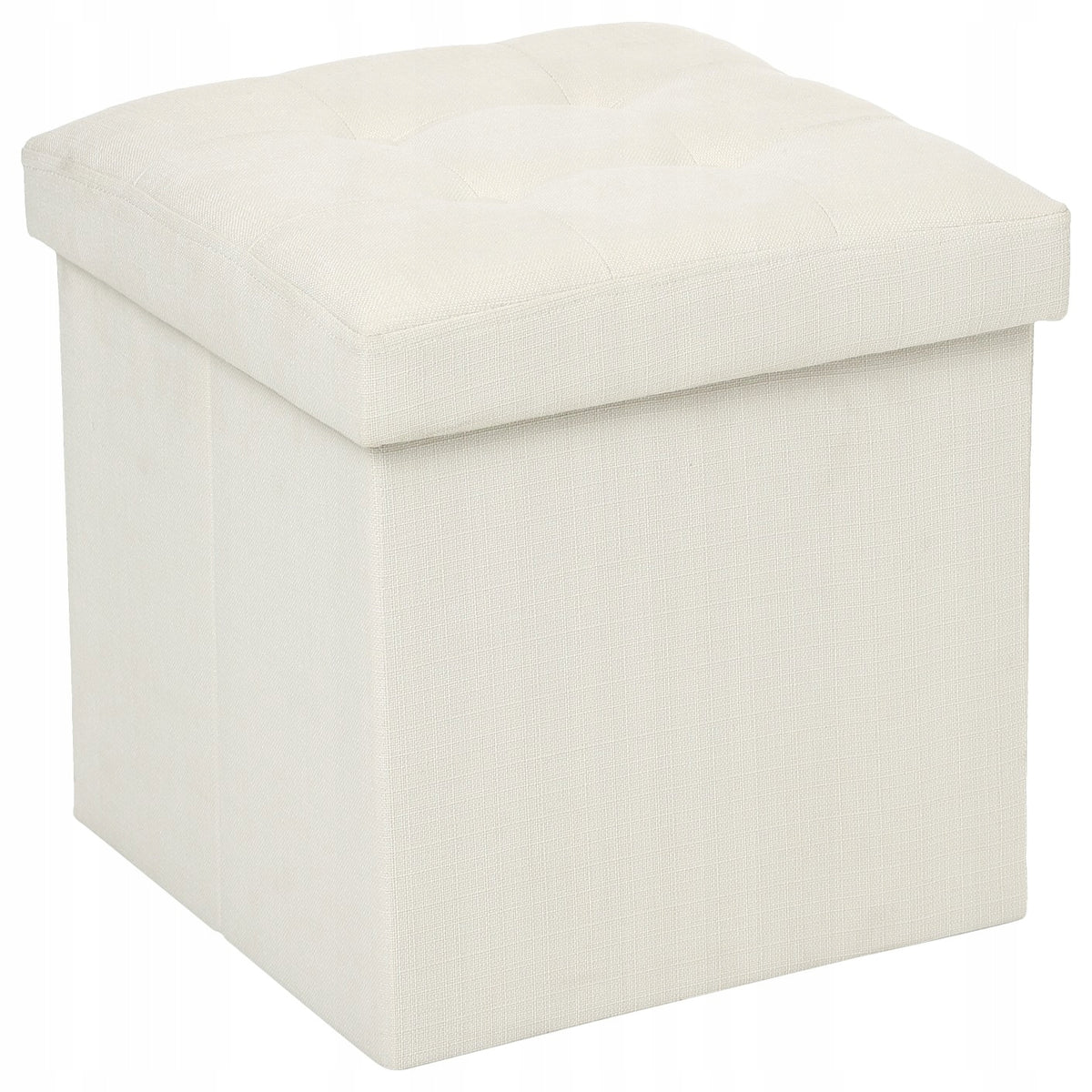 POUF QUILTED WITH STORAGE FOLDING UPHOLSTERED 38X38 CM ROOMY 2IN1 BEIGE Packaging status original
