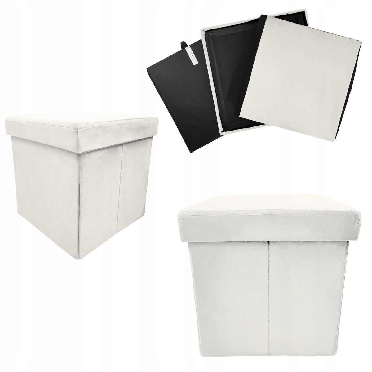 POUF WITH STORAGE UPHOLSTERED SEAT OPENING ELEGANT PERFECT ECRU Manufacturer code 6.01.20072