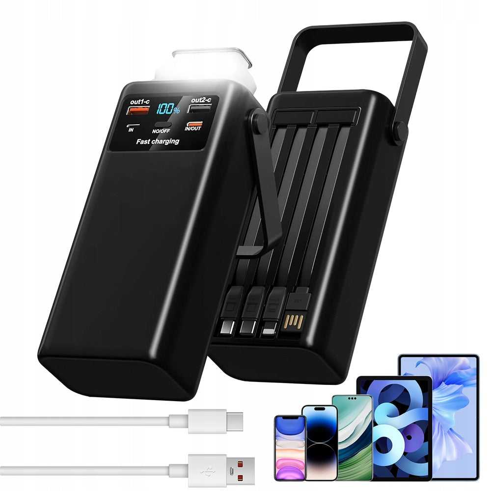 POWER BANK 60000MAH PD 4.0 WITH 4 CABLES FOR CAMPING AND TRAVEL Packaging status original