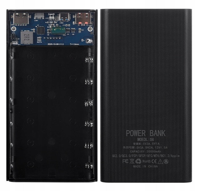 POWER BANK 6x 18650 QUICKCHARGE QC 22,5W USB-C + 2 USB CELL ENCLOSURE Batteries included no