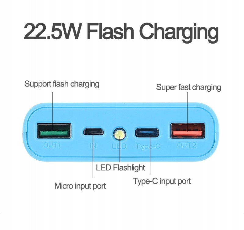 POWER BANK 6x 18650 QUICKCHARGE QC 22,5W USB-C + 2 USB CELL ENCLOSURE Manufacturer code KBR Games K205