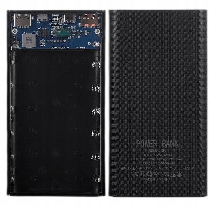 POWER BANK 6x 18650 QUICKCHARGE QC 22,5W USB-C + 2 USB CELL ENCLOSURE