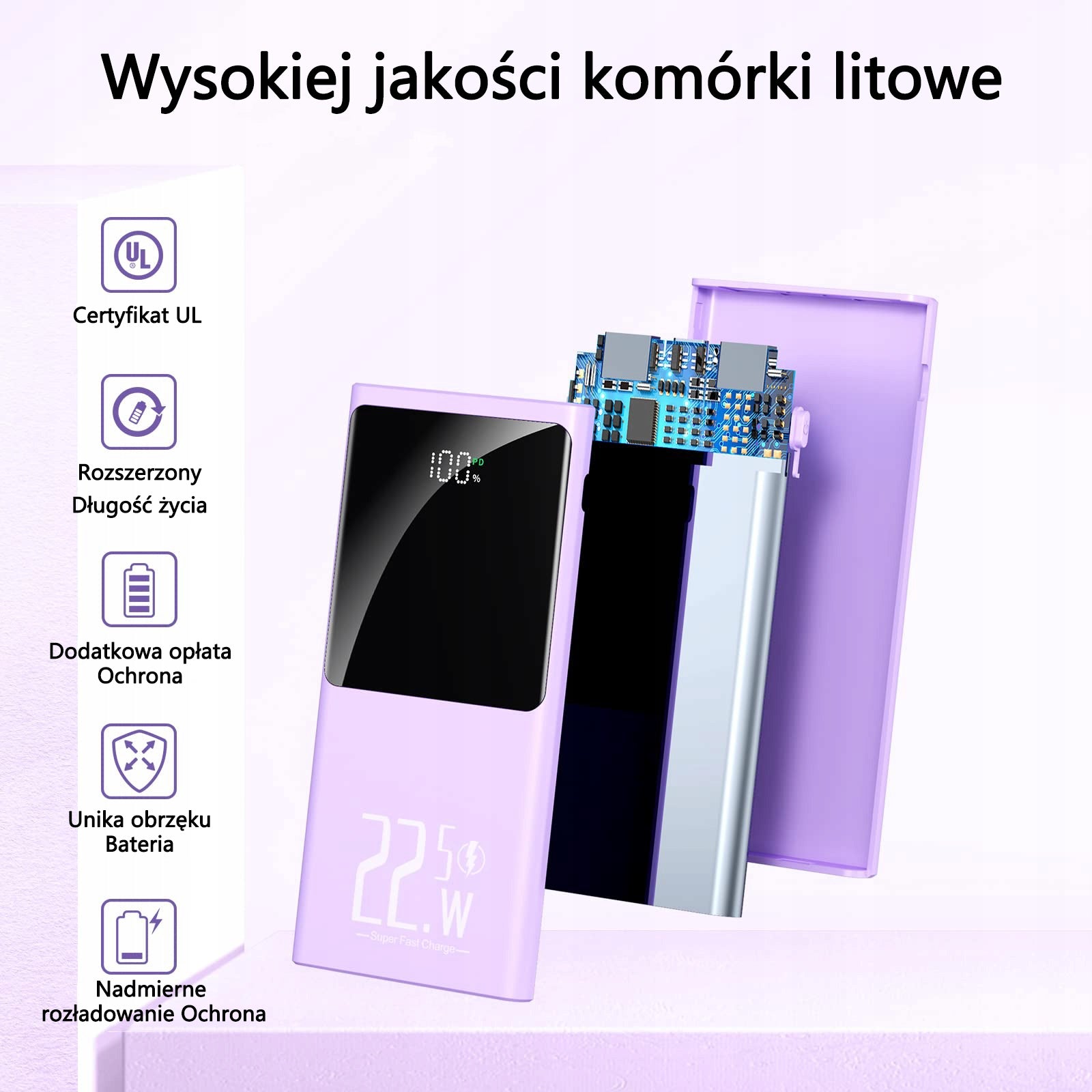 POWERBANK 10000MAH POWERFUL FAST CHARGER 22.5W 2X USB-A/USB-C LCD DISPLAY Manufacturer code 755801789721