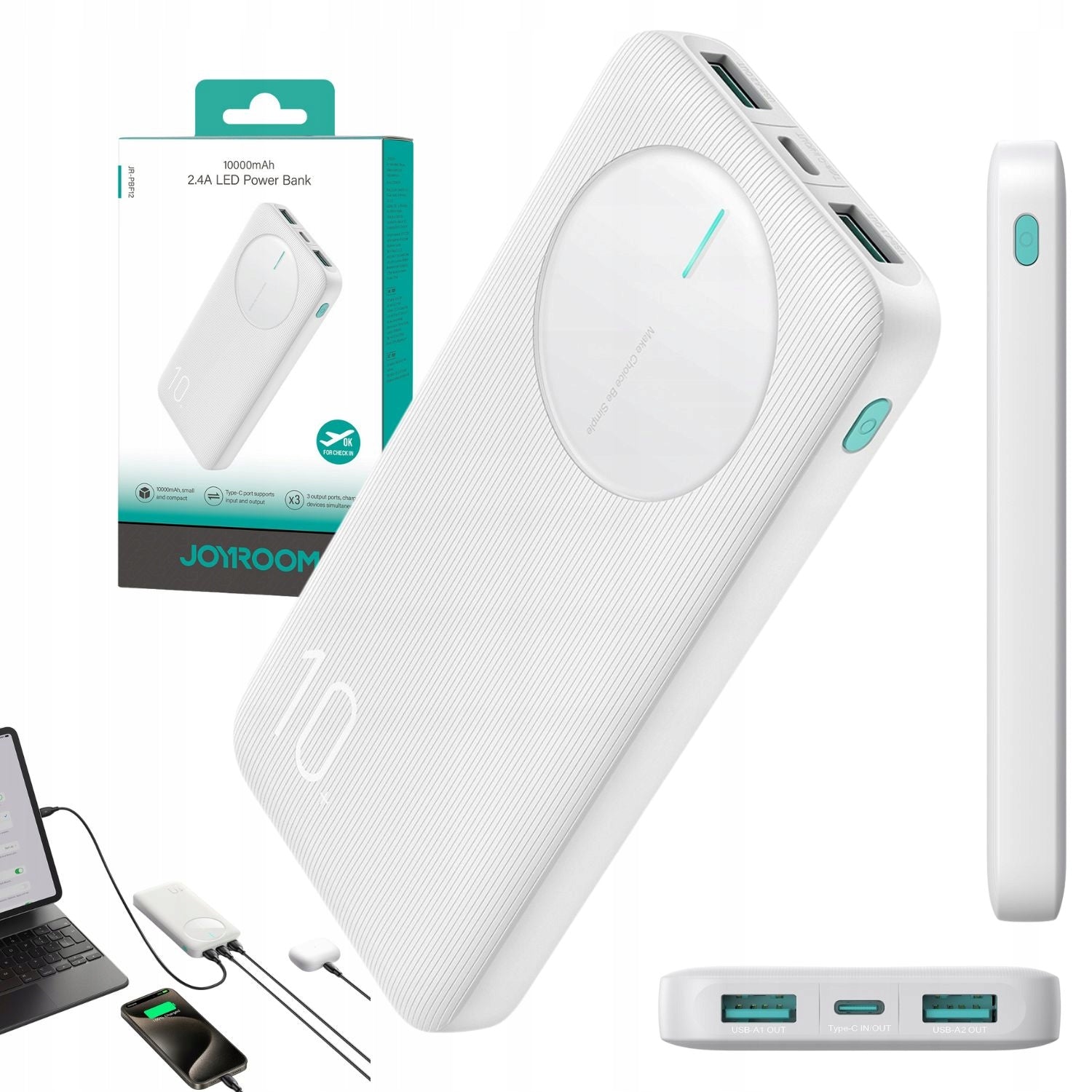 POWERBANK 10000mAh PD 12W LIGHTWEIGHT POWER BANK 2x USB-A / USB-C QC AFC TRAVEL