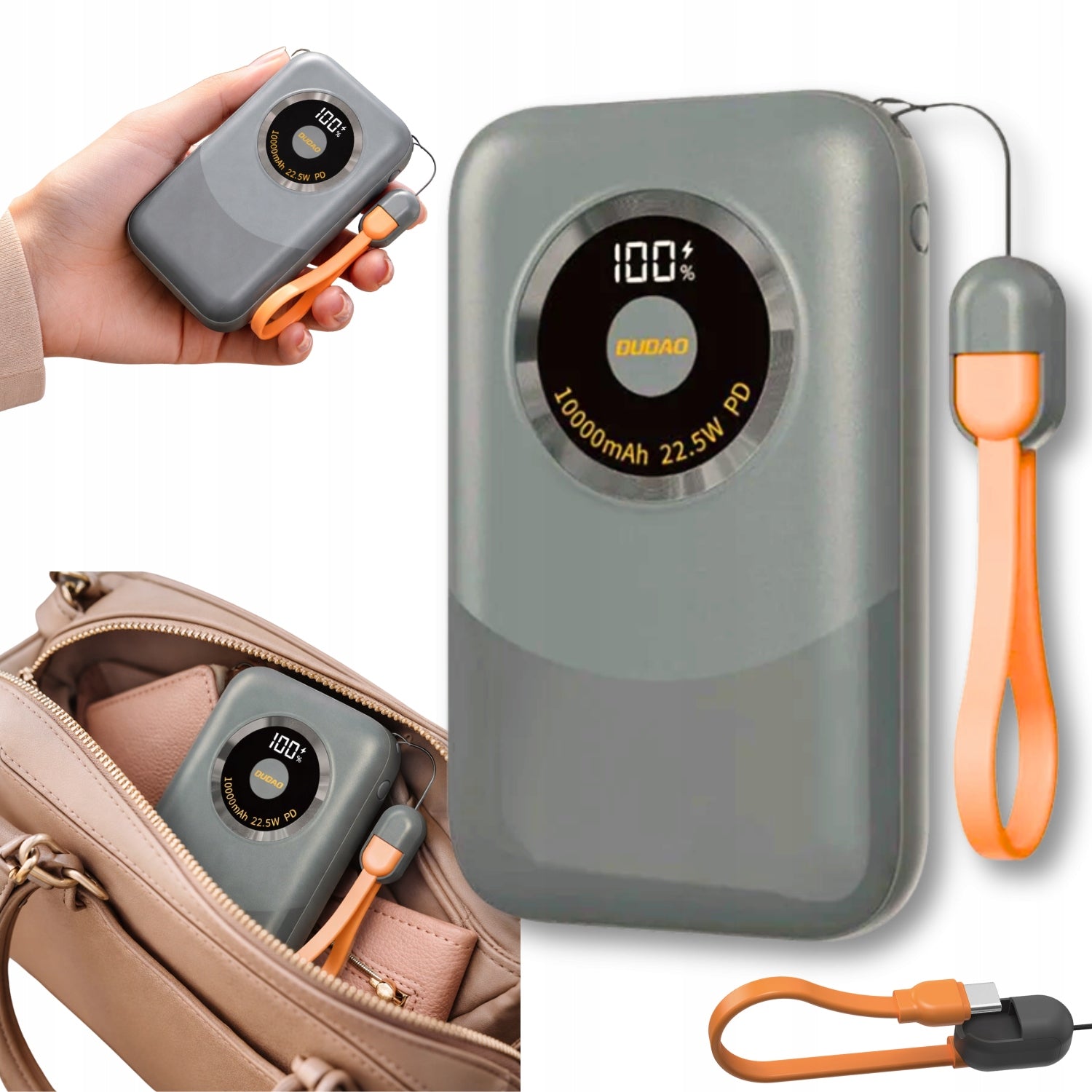 POWERBANK 10000mAh POWER BANK 22.5W USB-C / USB-A WITH USB-C CABLE LED SCREEN