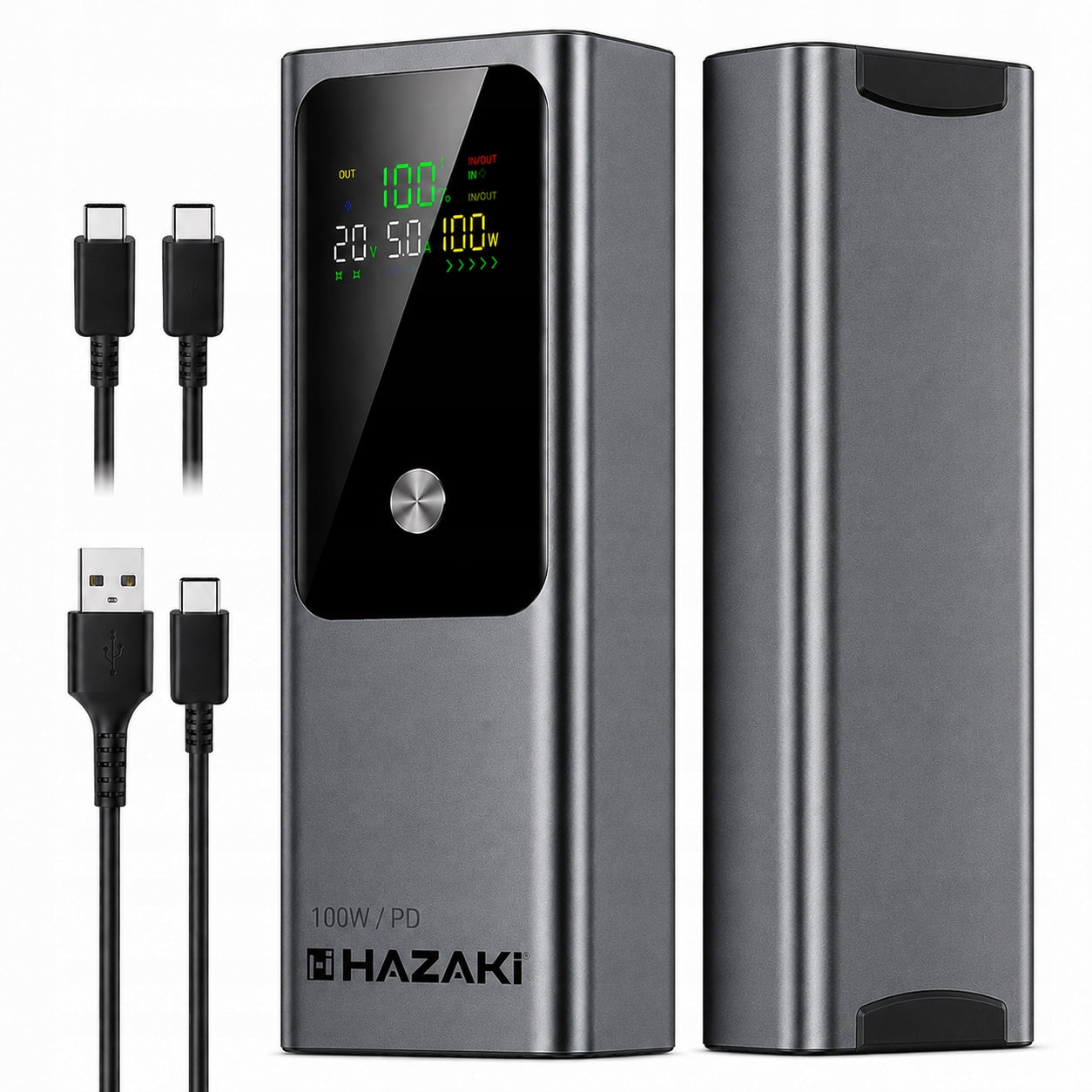 POWERBANK 100W 20000mAh AMPER and VOLTMETER 2x CABLE SUPER FAST CHARGING