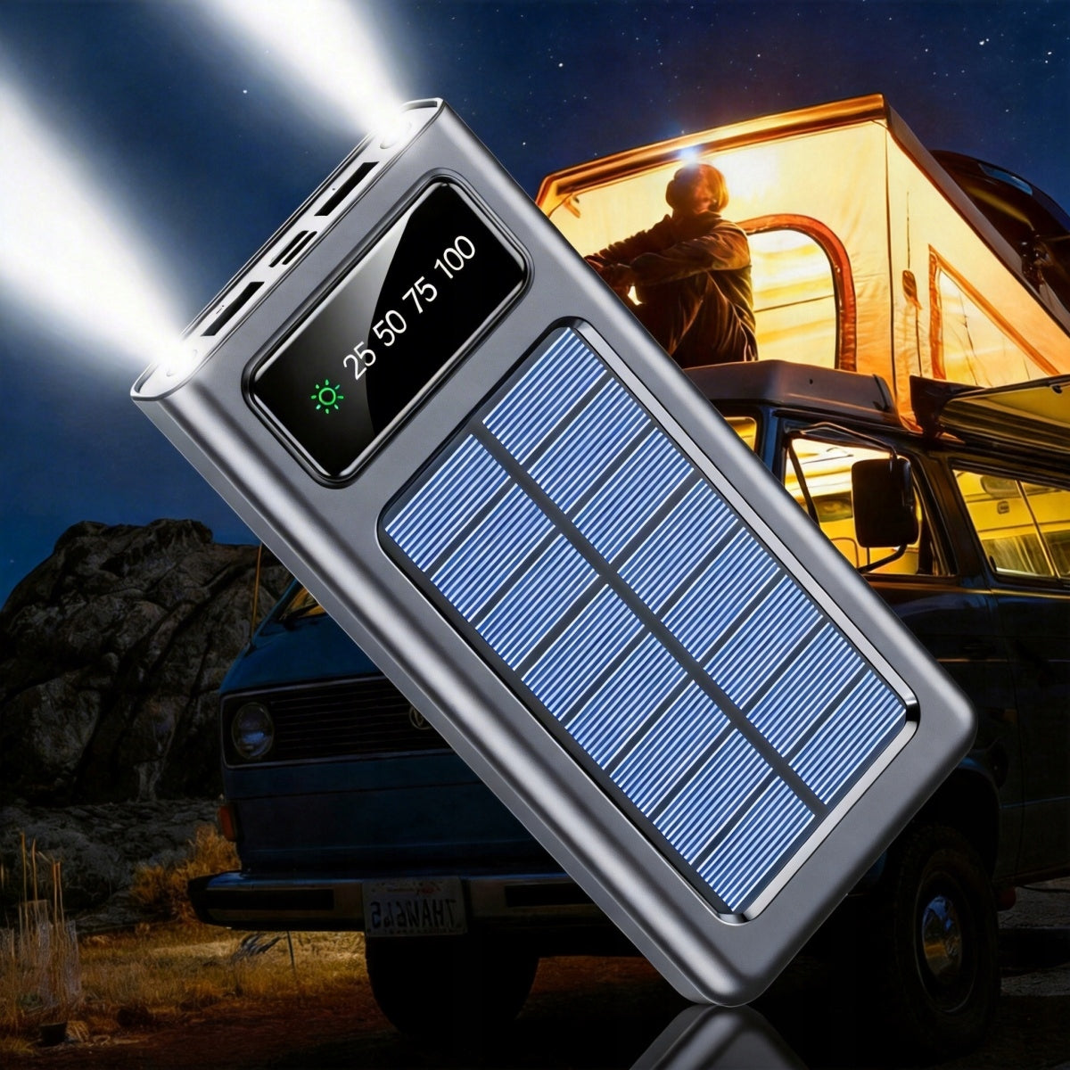 POWERBANK 20000 mAh SOLAR UNIVERSAL USB FLASHLIGHT Packaging status original