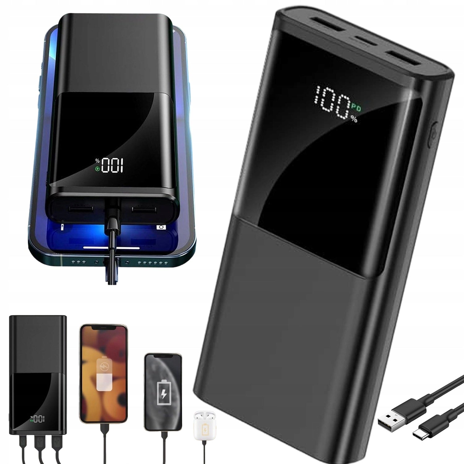 POWERBANK 20000MAH FAST CHARGING QC 3.0 USB-C DIGITAL DISPLAY