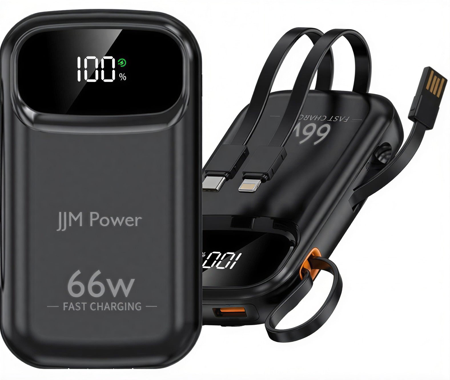 POWERBANK 20000mAh FAST 66W PD QC Display USBC Cables USBA Lightning