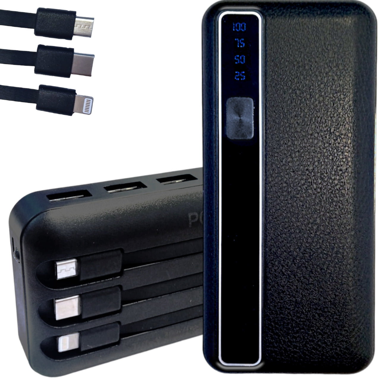 POWERBANK 20000mAh POWER BANK 3 x USB lightning cable USB-C micro USB