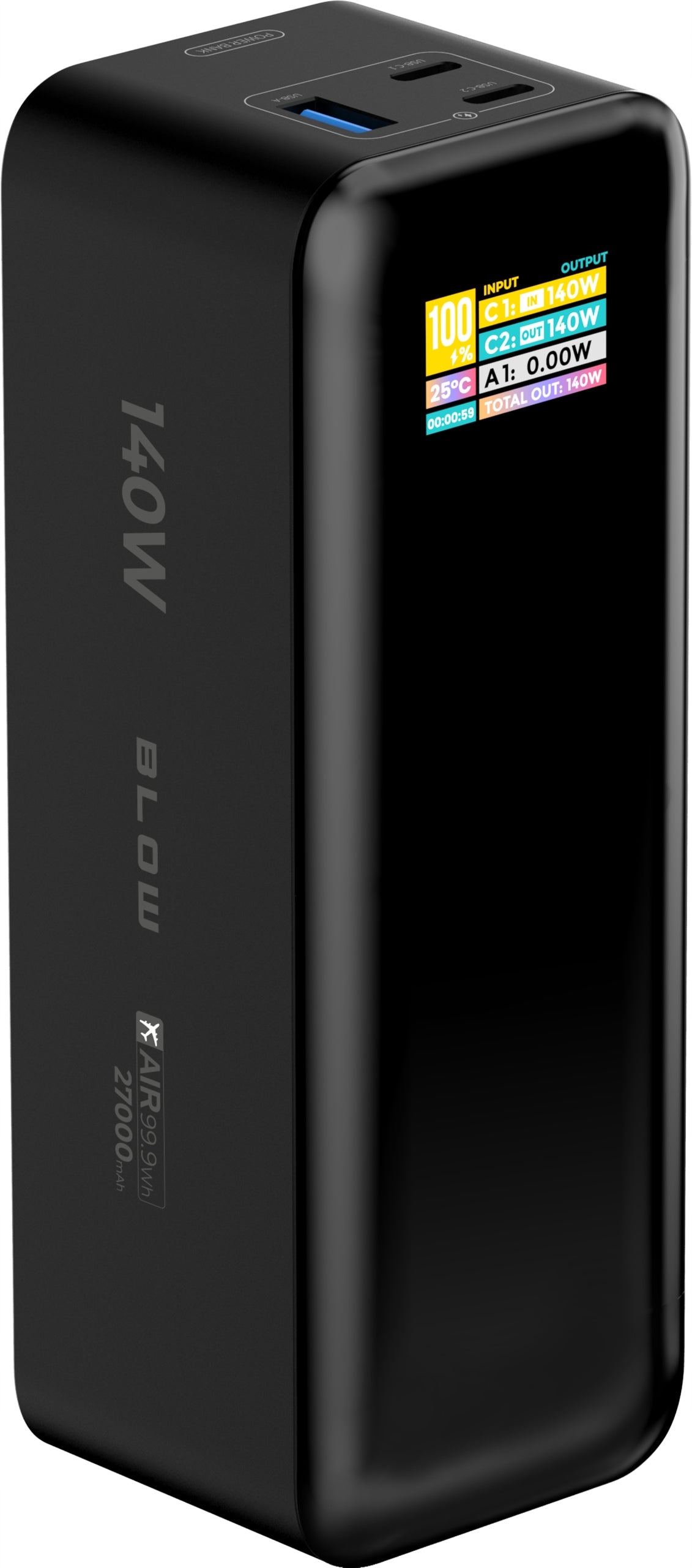 POWERBANK 27000mAh 140W QC PD USB-C LCD POWER BANK FOR LAPTOP AIRPLANE Packaging status original