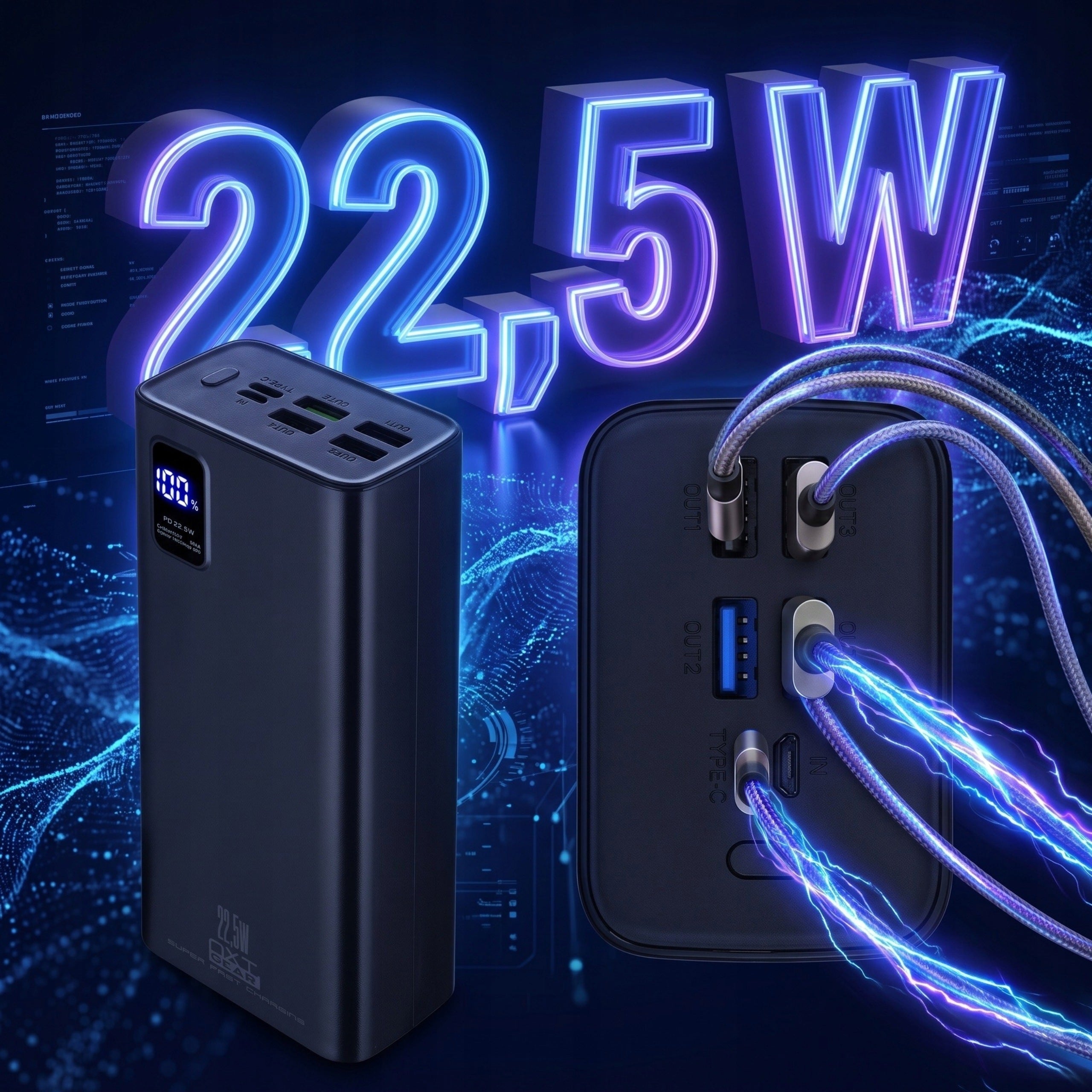 POWERBANK 30000 mAh LARGE POWERFUL FAST NXT.Gear CHARGES 5 DEVICES AT ONCE Manufacturer code POWERBANK 30000 mAh POWER BANK SZYBKI