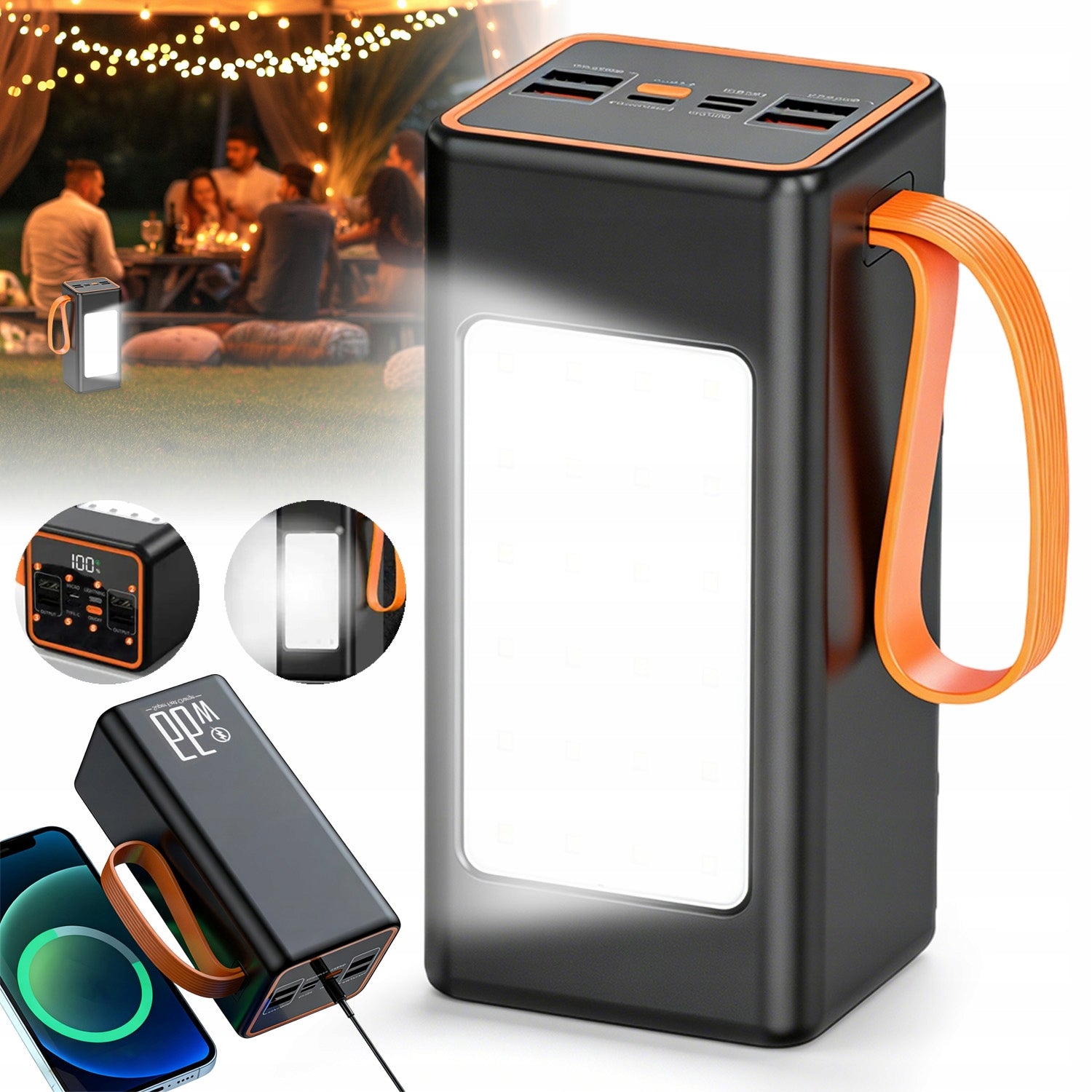 POWERBANK 50000MAH 4XUSB FAST CHARGING WITH FLASHLIGHT MULTIFUNCTIONAL BLACK
