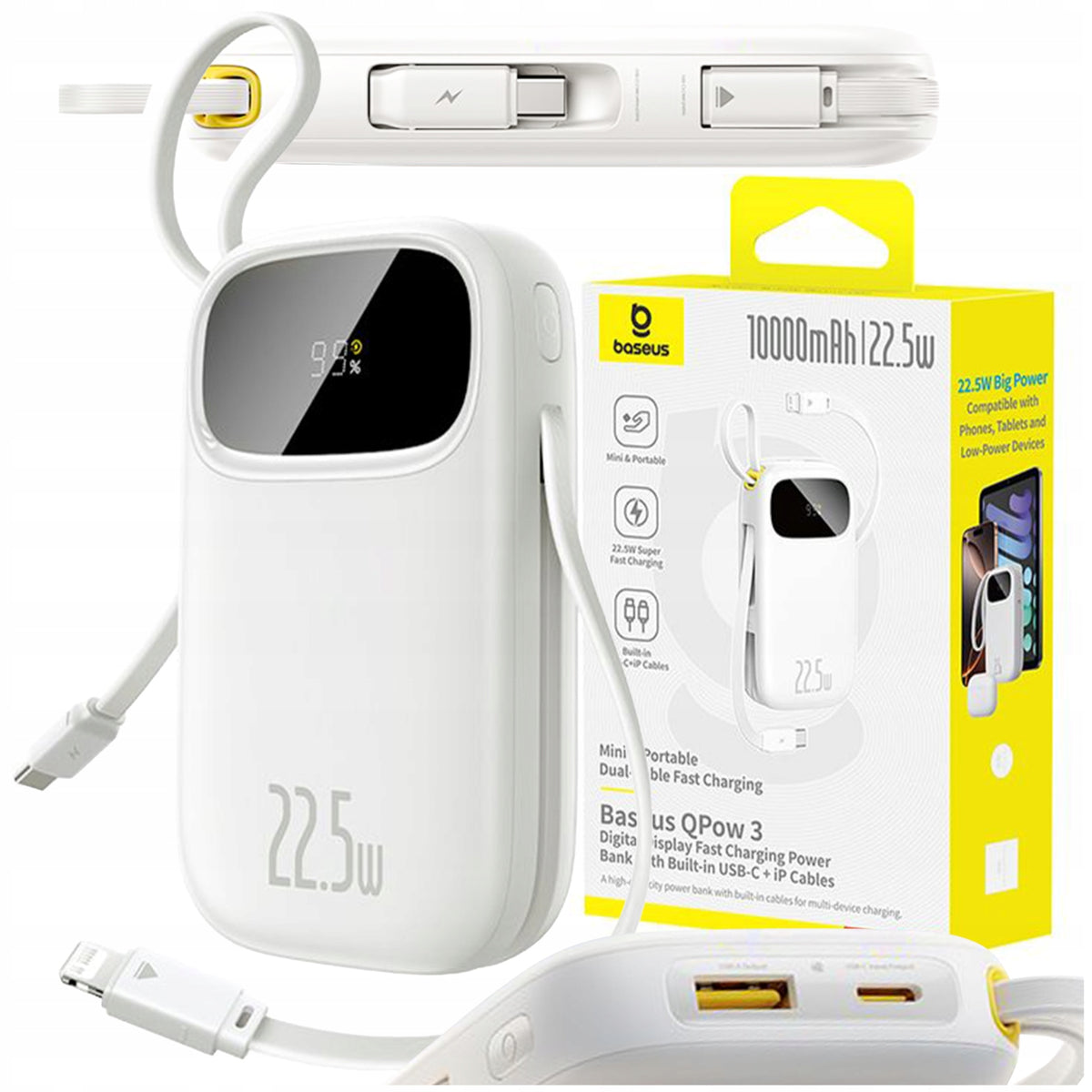 POWERBANK BASEUS 10000 mAh 22.5W USB-C LIGHTING USB-A WITH FAST CHARGING