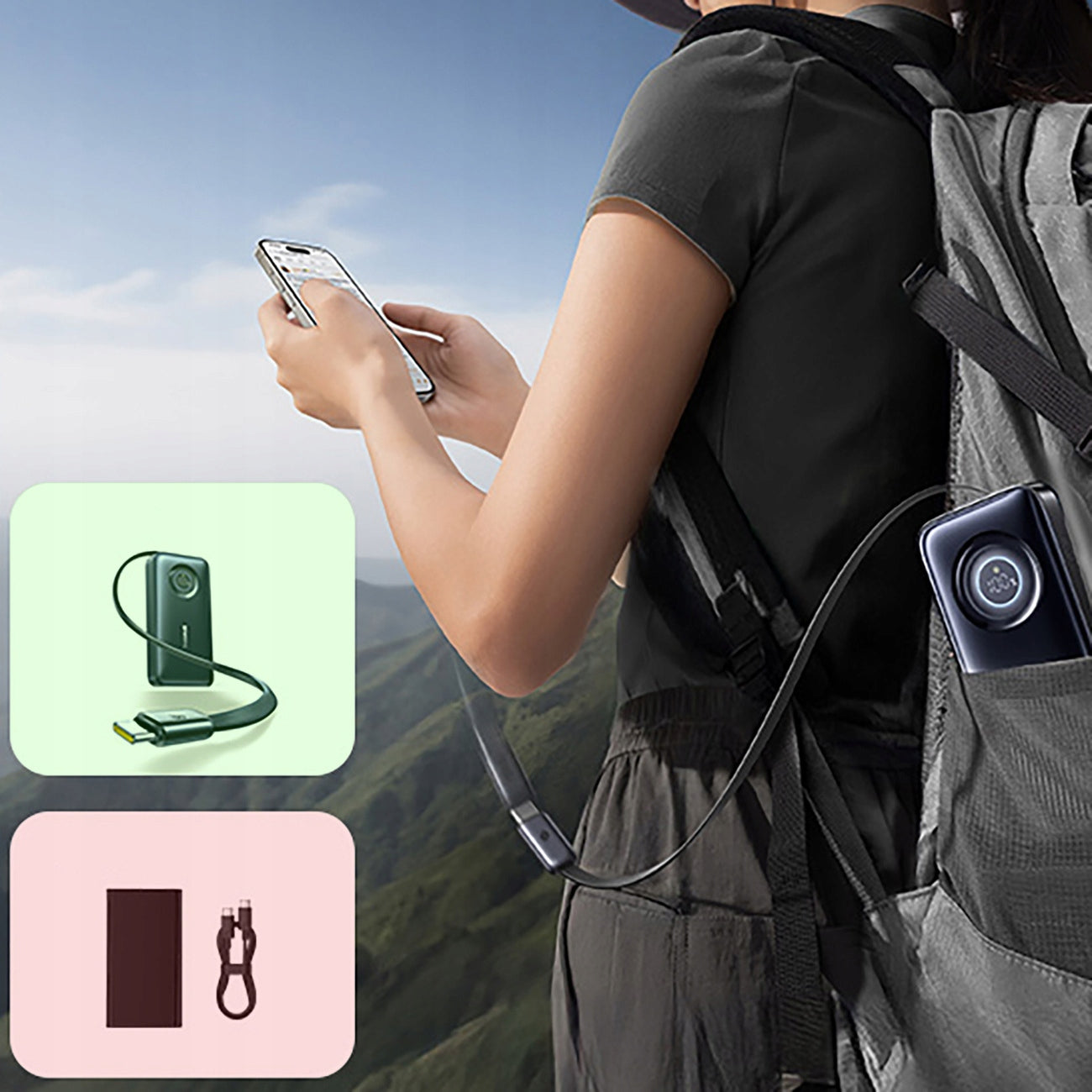 POWERBANK BASEUS 10000 mAh 45W USBC WITH RETRACTABLE USB-C CABLE DISPLAY Manufacturer code E0027G01