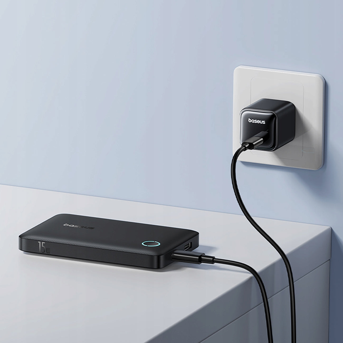 POWERBANK BASEUS 10000MAH 15W USB-C USB-A CABLE INDICATOR LED Battery capacity 10000 mAh