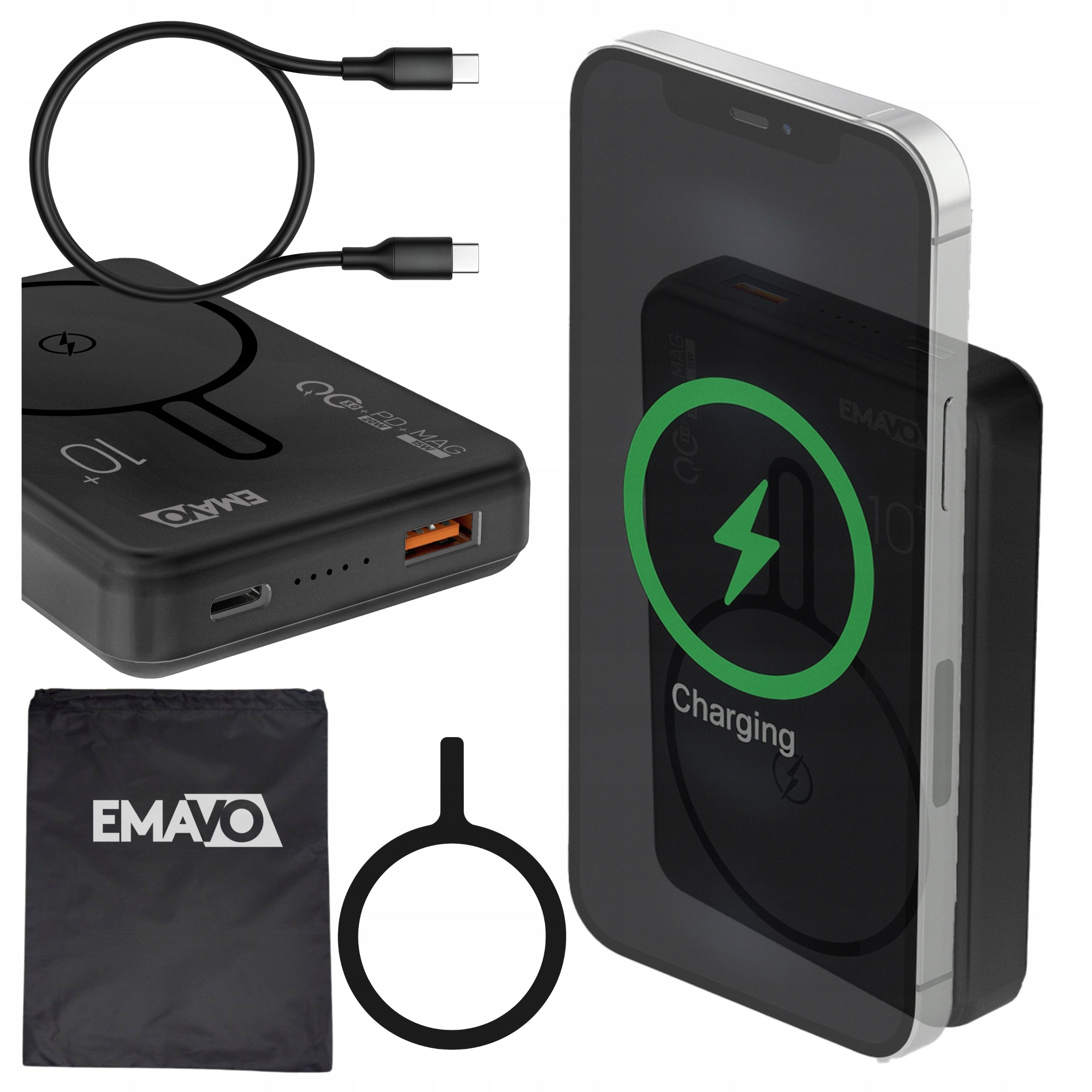 POWERBANK MAGSAFE INDUCTION 10000mAh PD 20W QC 22,5 POWER BANK BLACK