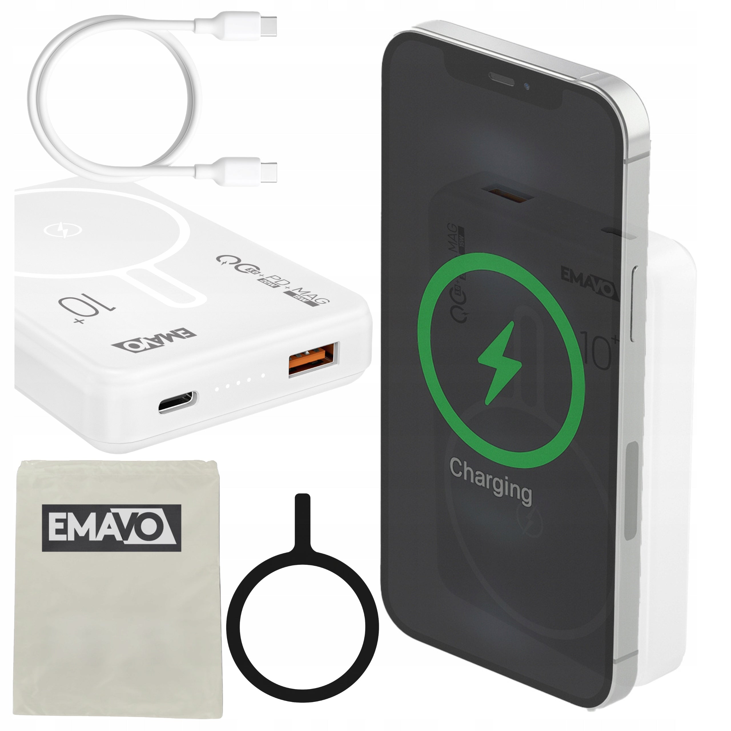 POWERBANK MAGSAFE INDUCTION 10000mAh PD 20W QC 22,5 POWER BANK WHITE