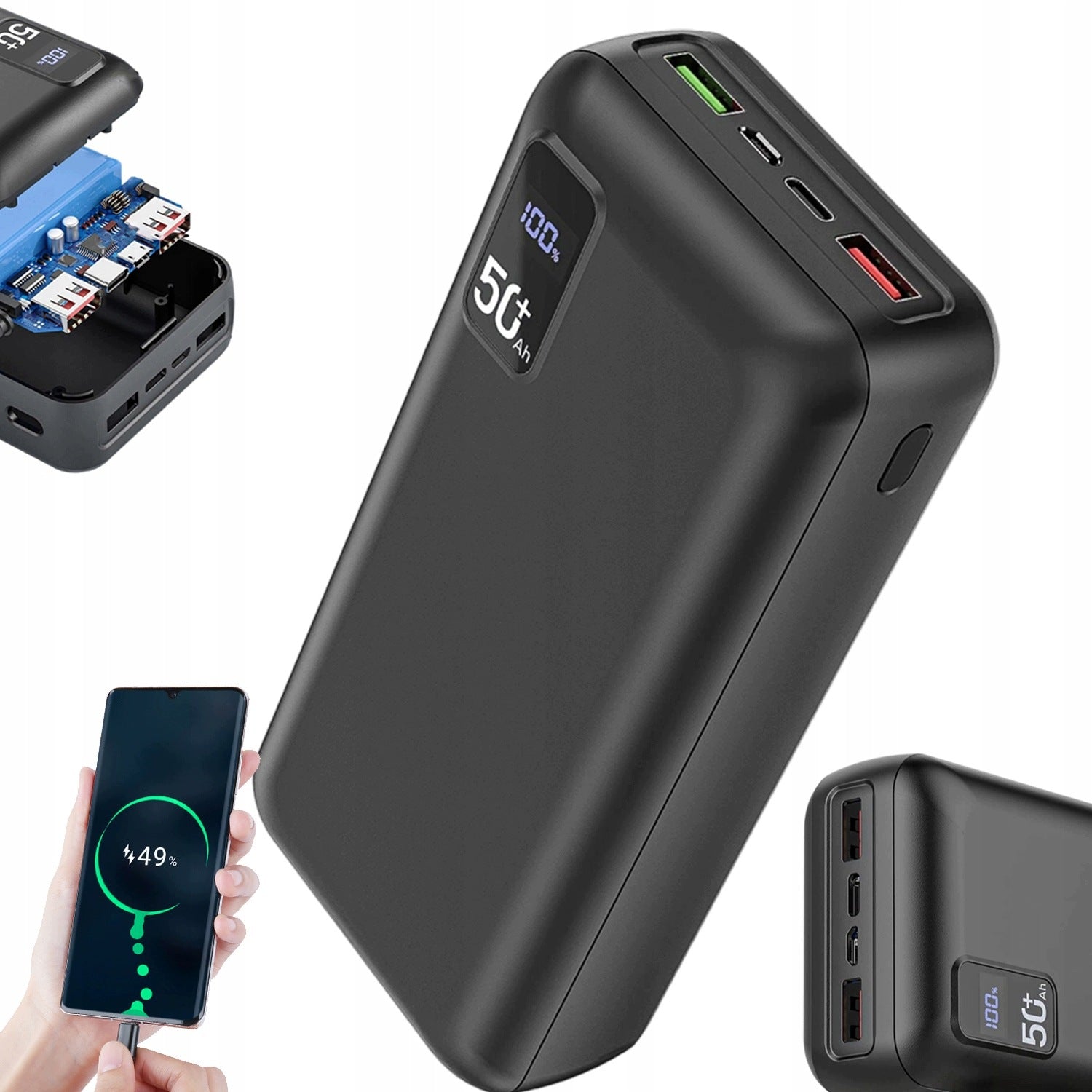 POWERBANK PORTABLE 50000MAH FAST CHARGING LED DISPLAY 3PORTS 22.5W