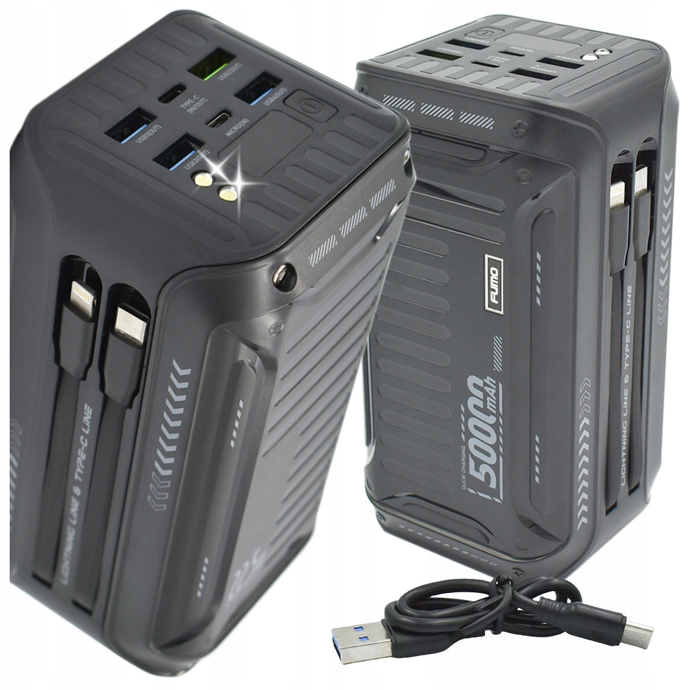 POWERBANK POWER BANK with 50000mAh 4xUSB USB-C Cables FAST CHARGING