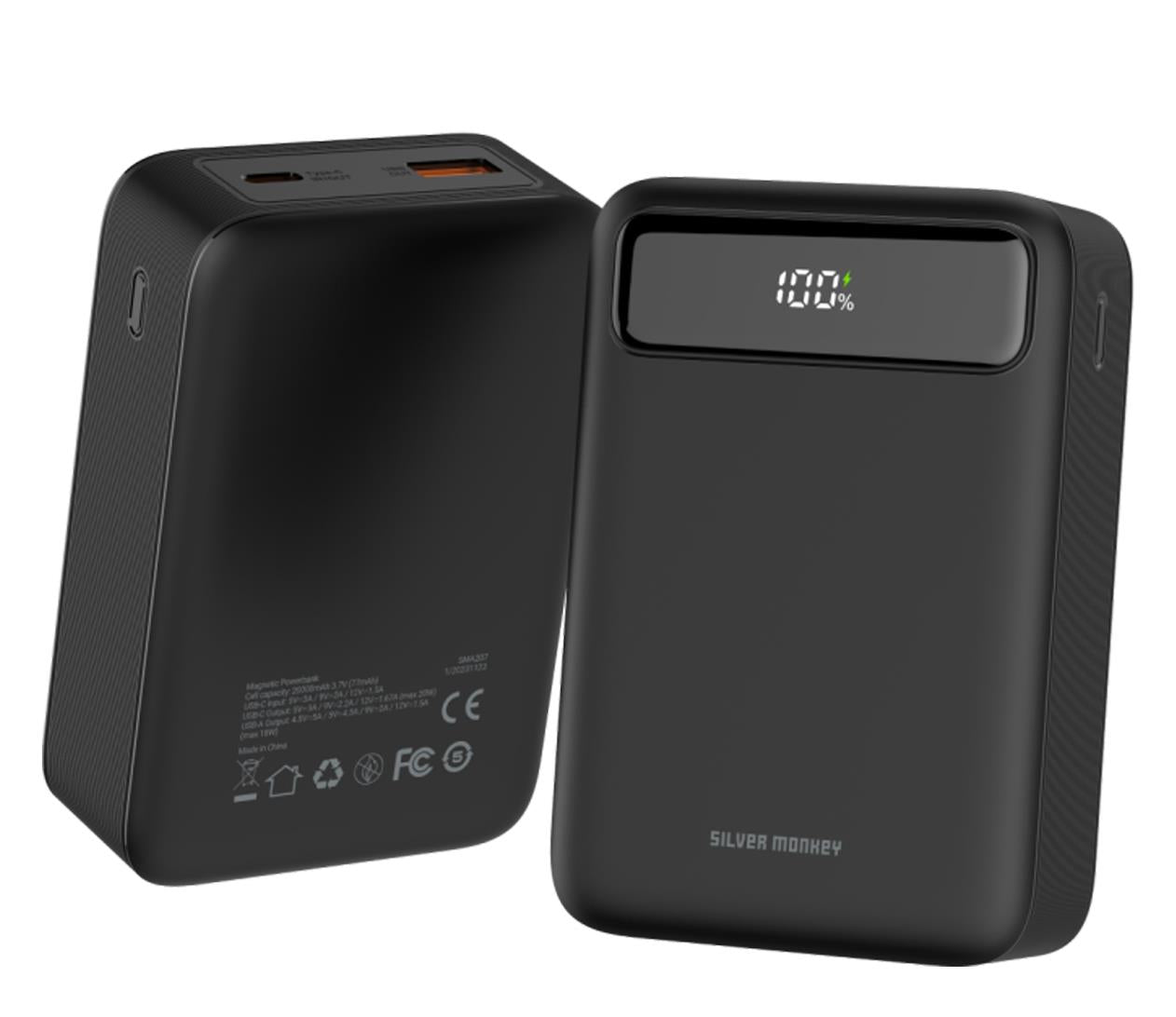 POWERBANK SILVER MONKEY 20,000mAh USB-A USB-C PD 22.5W Brand Silver Monkey