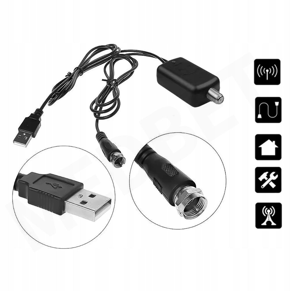 POWERFUL 25dB ANTENNA AMPLIFIER FOR TV RADIO PLUG TYPE F USB POWER SUPPLY Brand no brand