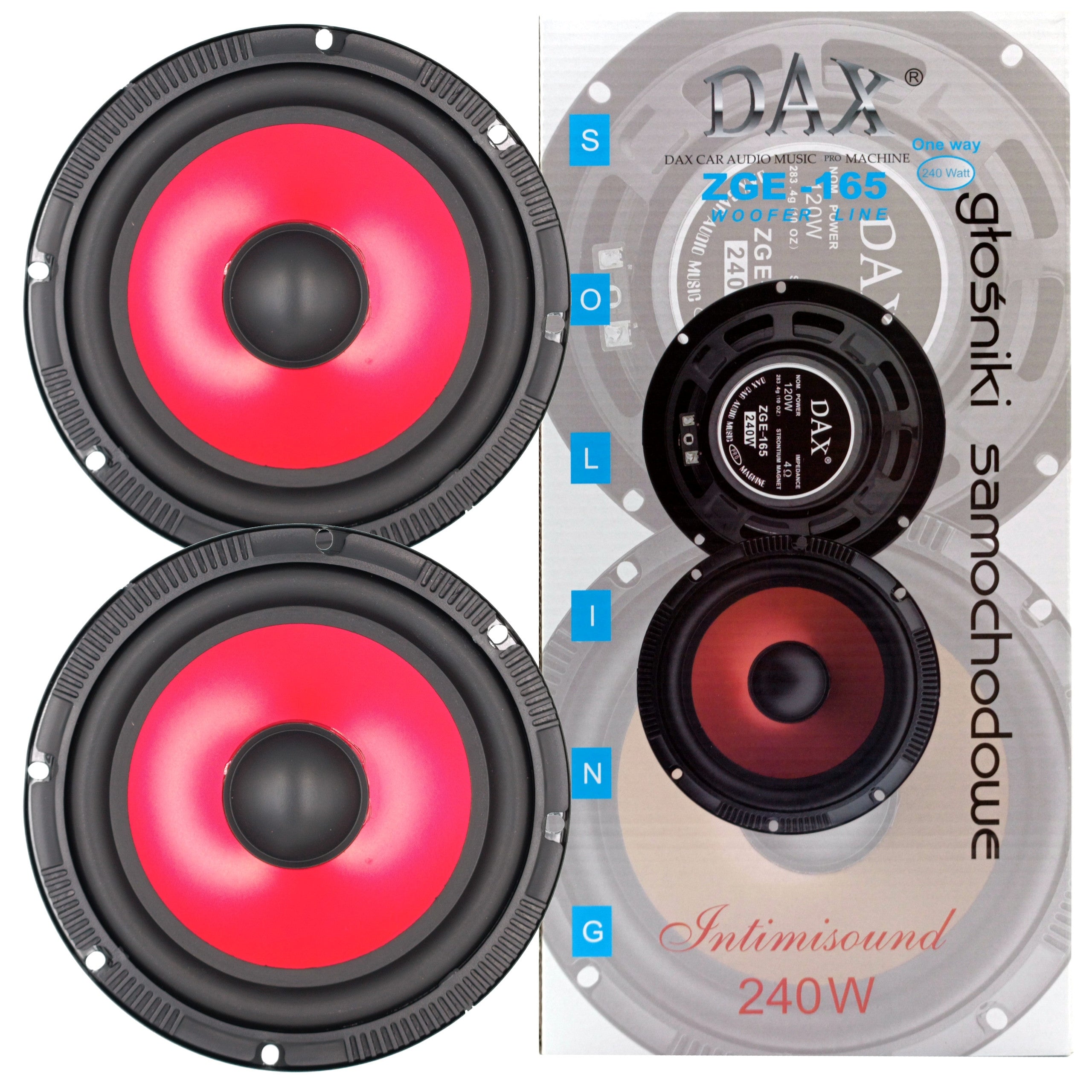 POWERFUL BASS CAR SPEAKERS WOOFERS 165mm 240W under radio Brand Dax