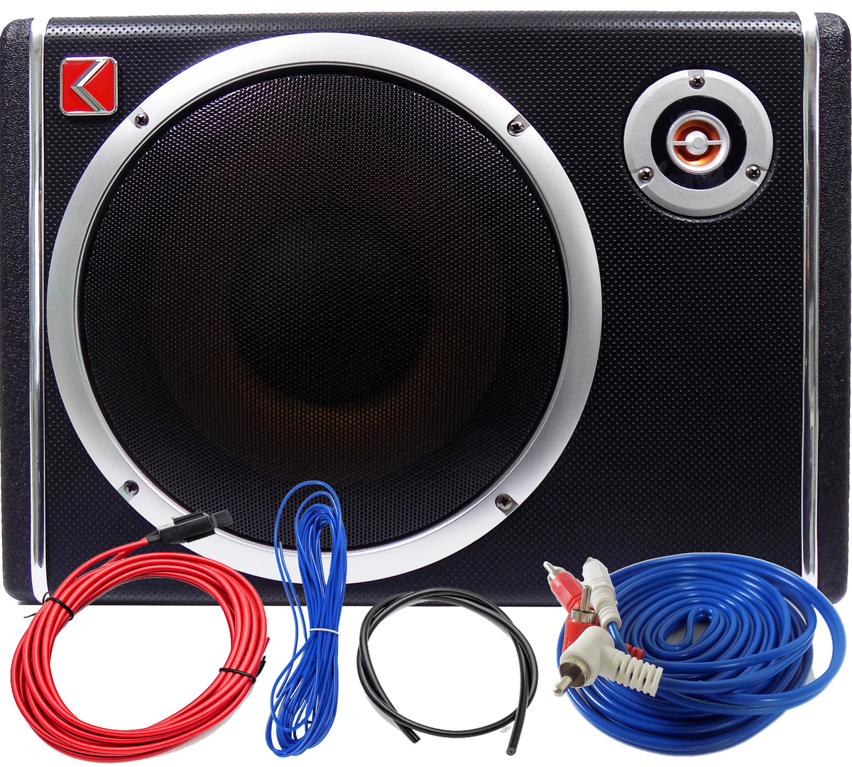 POWERFUL BASS TUBE BOX SUBWOOFER 800W ACTIVE 25cm AMPLIFIER + CABLES