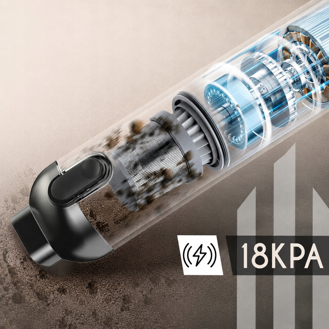 POWERFUL CAR VACUUM CLEANER CORDLESS HANDHELD 140W 18KPA CORDLESS Manufacturer code HL-159