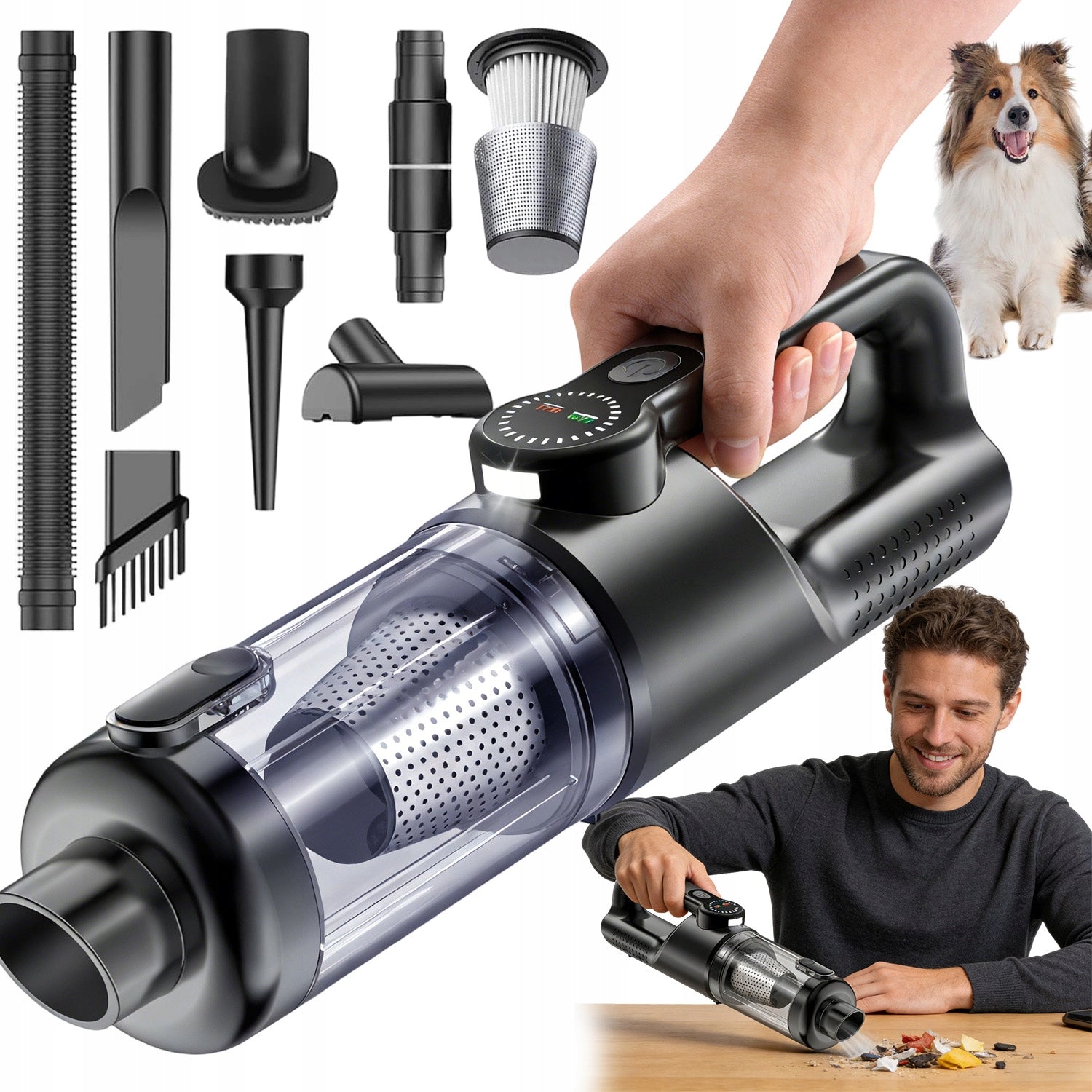 POWERFUL CAR VACUUM CLEANER CORDLESS HANDHELD 17000PA - HIGH POWER