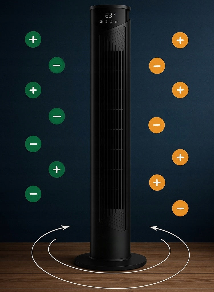 POWERFUL COLUMN FAN FLOOR XL STANDING FAN TIMER OIL REMOTE CONTROL Dominant color black