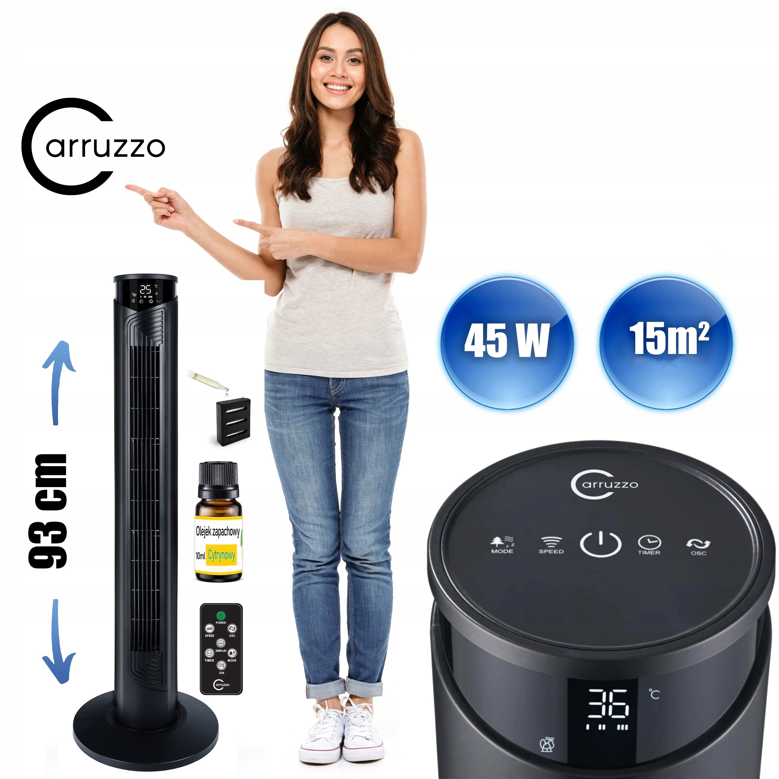 POWERFUL COLUMN FAN FLOOR XL STANDING FAN TIMER OIL REMOTE CONTROL Fan type column