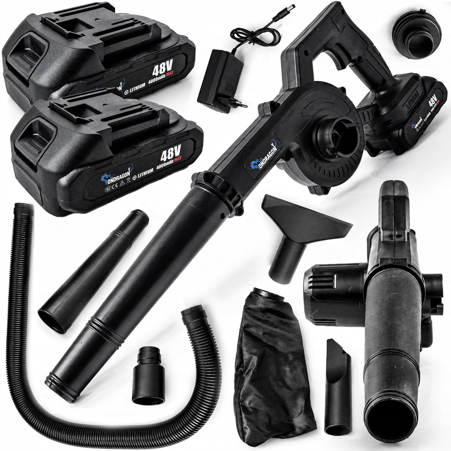 POWERFUL CORDLESS BLOWER HANDHELD GARDEN VACUUM CLEANER FOR LEAVES 2in1 48v 4Ah