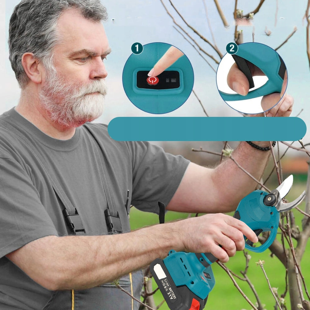 POWERFUL CORDLESS PRUNING SHEAR FOR GARDEN ELECTRIC BRANCH 120W +2AKU Power supply battery operated