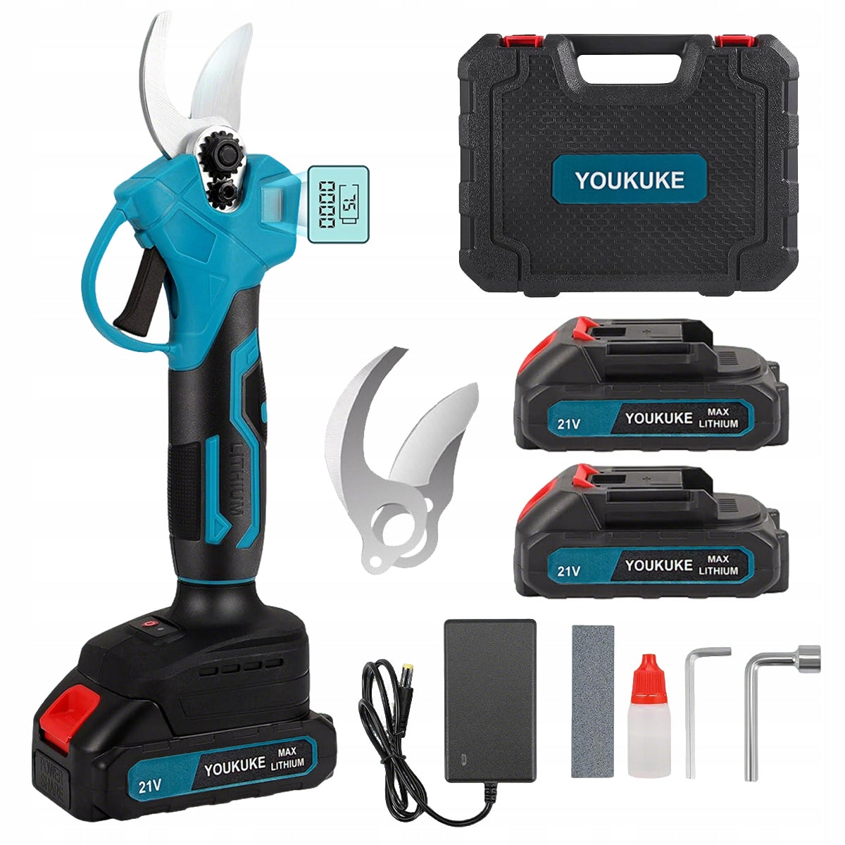 POWERFUL CORDLESS PRUNING SHEAR FOR GARDEN ELECTRIC BRANCHES + 2X BATTERY