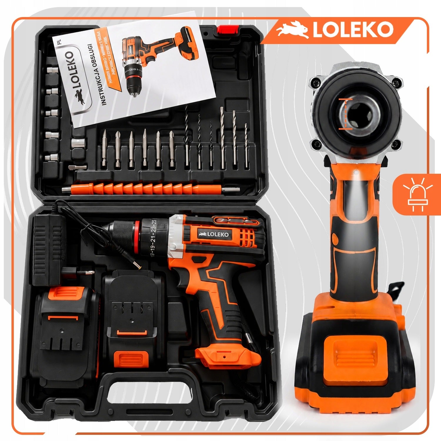 POWERFUL CORDLESS SCREWDRIVER IMPACT DRILL CASE SET 2X AKU 21V Packaging status original