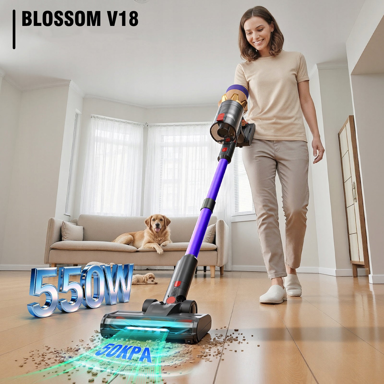 POWERFUL CORDLESS UPRIGHT VACUUM CLEANER 550W BLOSSOM V18 LED BACKLIGHT Manufacturer code 9331813695147