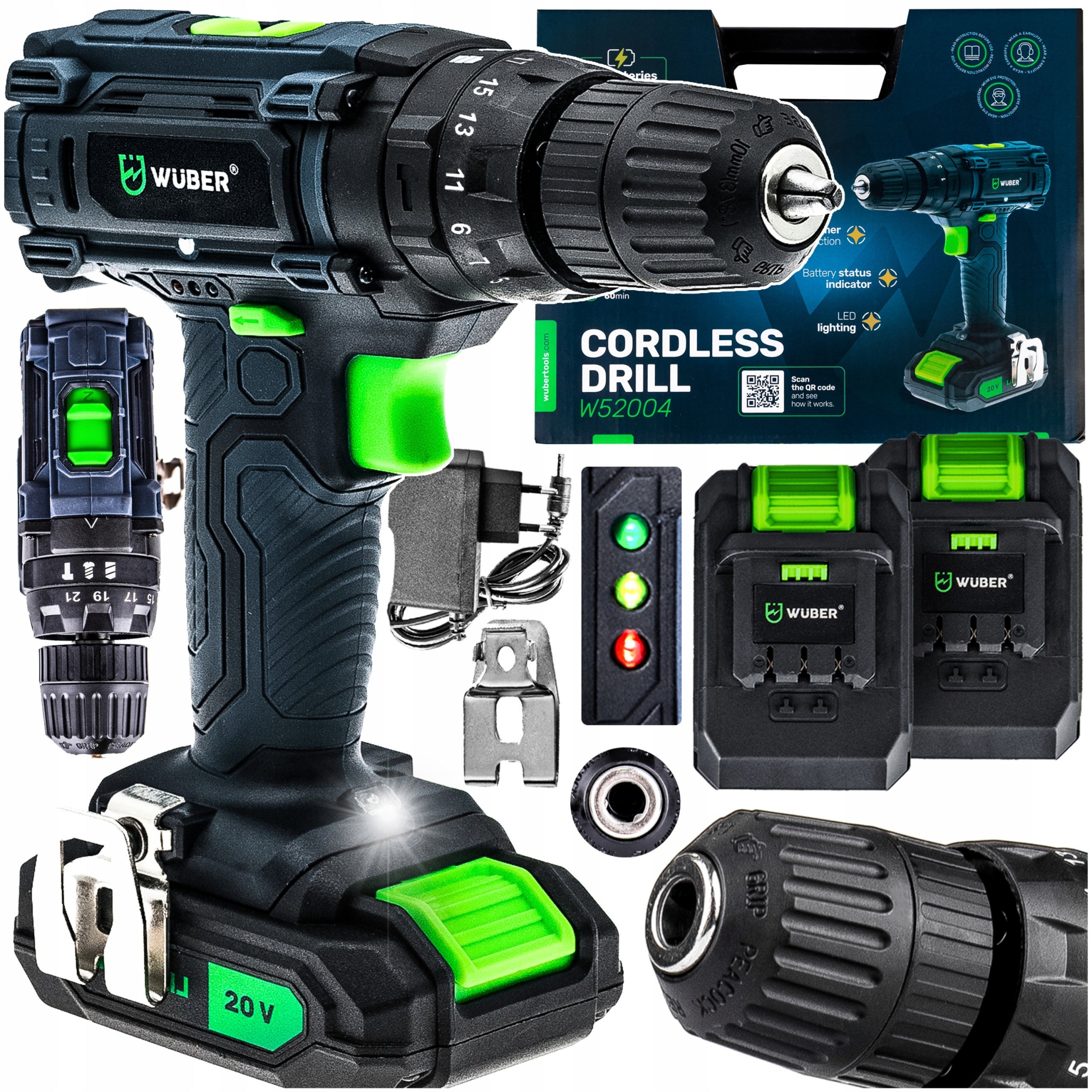 POWERFUL CORDLESS screwdriver drill/driver SET 2x battery