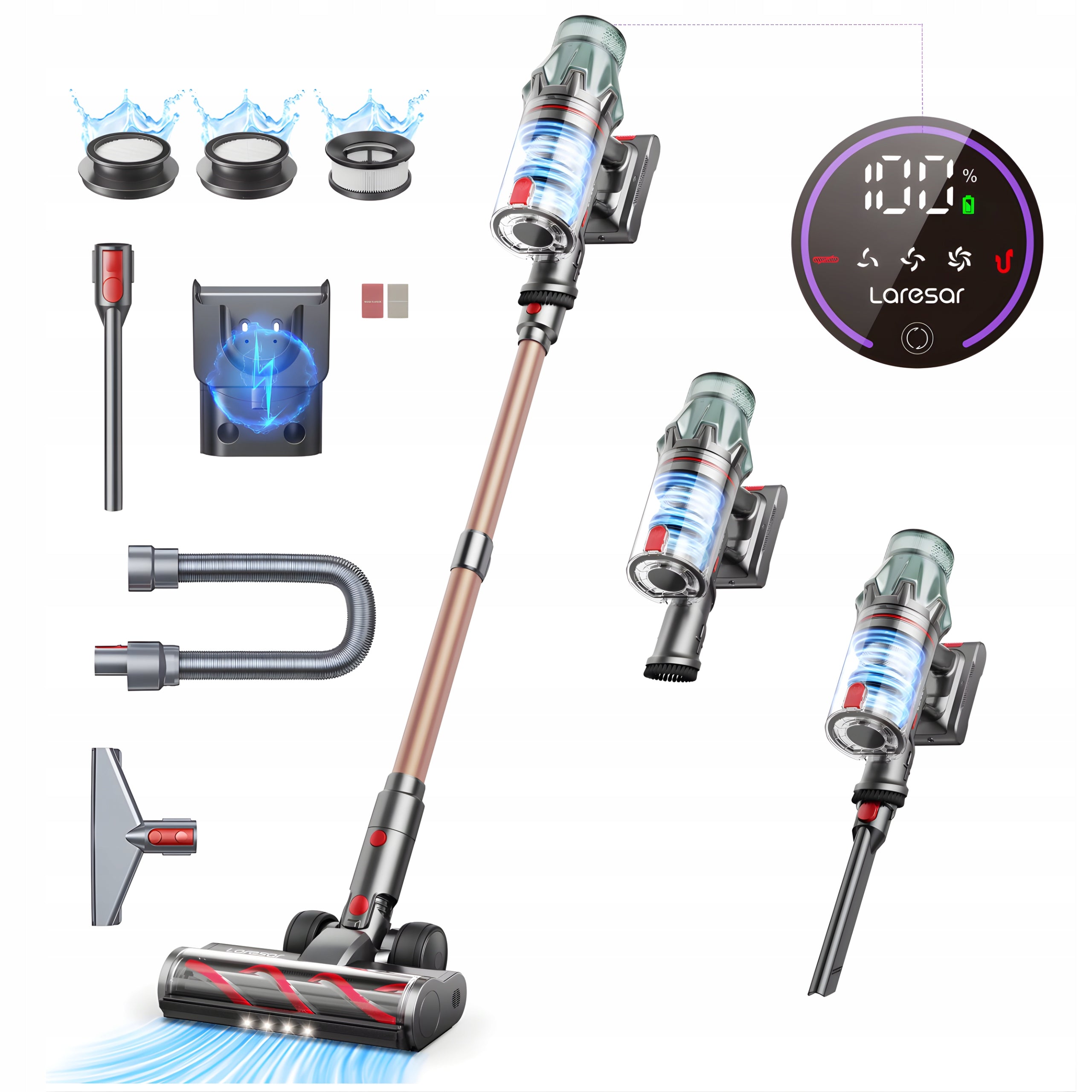 POWERFUL Cordless Upright Vacuum Cleaner Laresar V7 PRO NEWEST 650W 2026