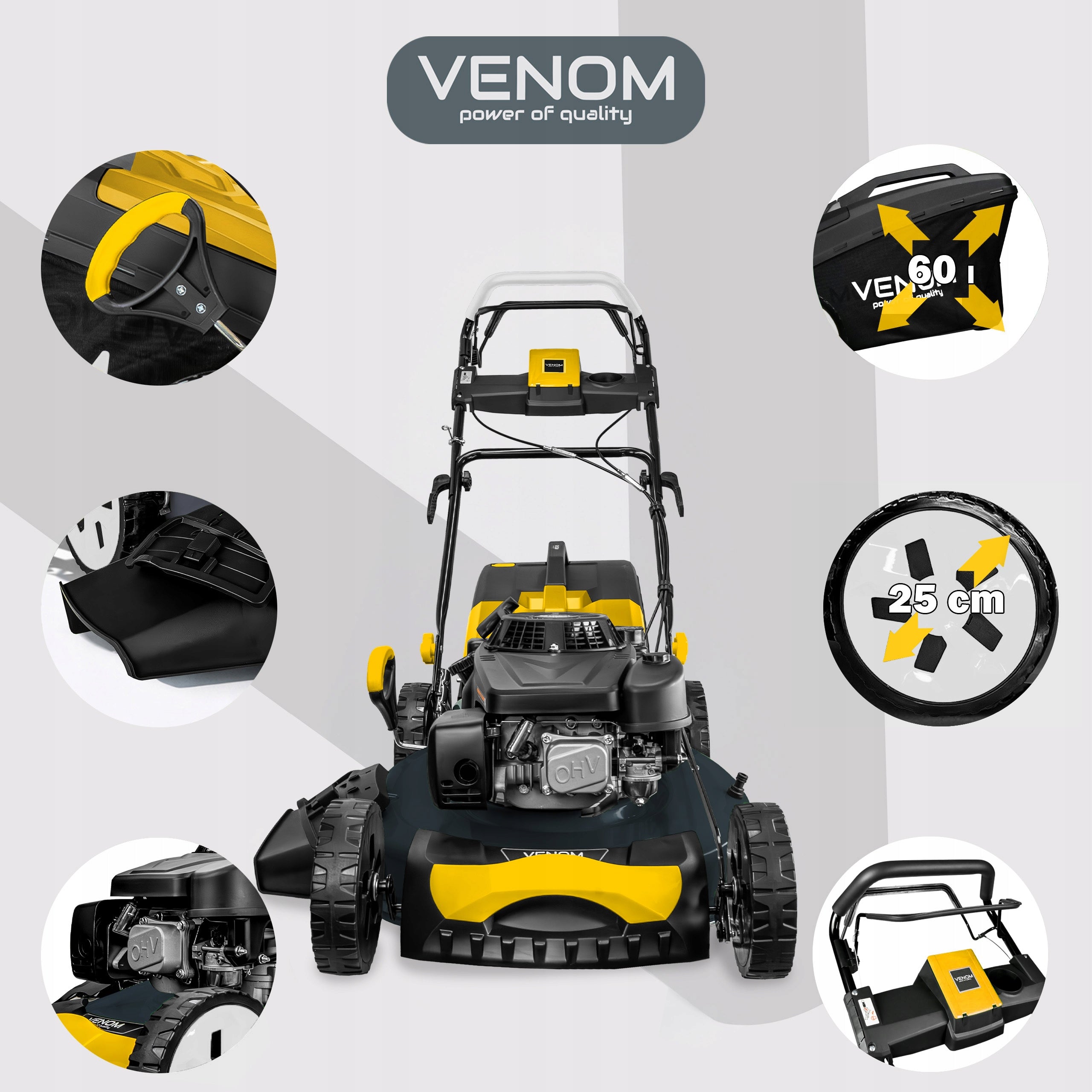 POWERFUL DIESEL MOWER VENOM 9in1 DRIVE MOTOR LONCIN 224cc LARGE 56cm Oil Brand Venom