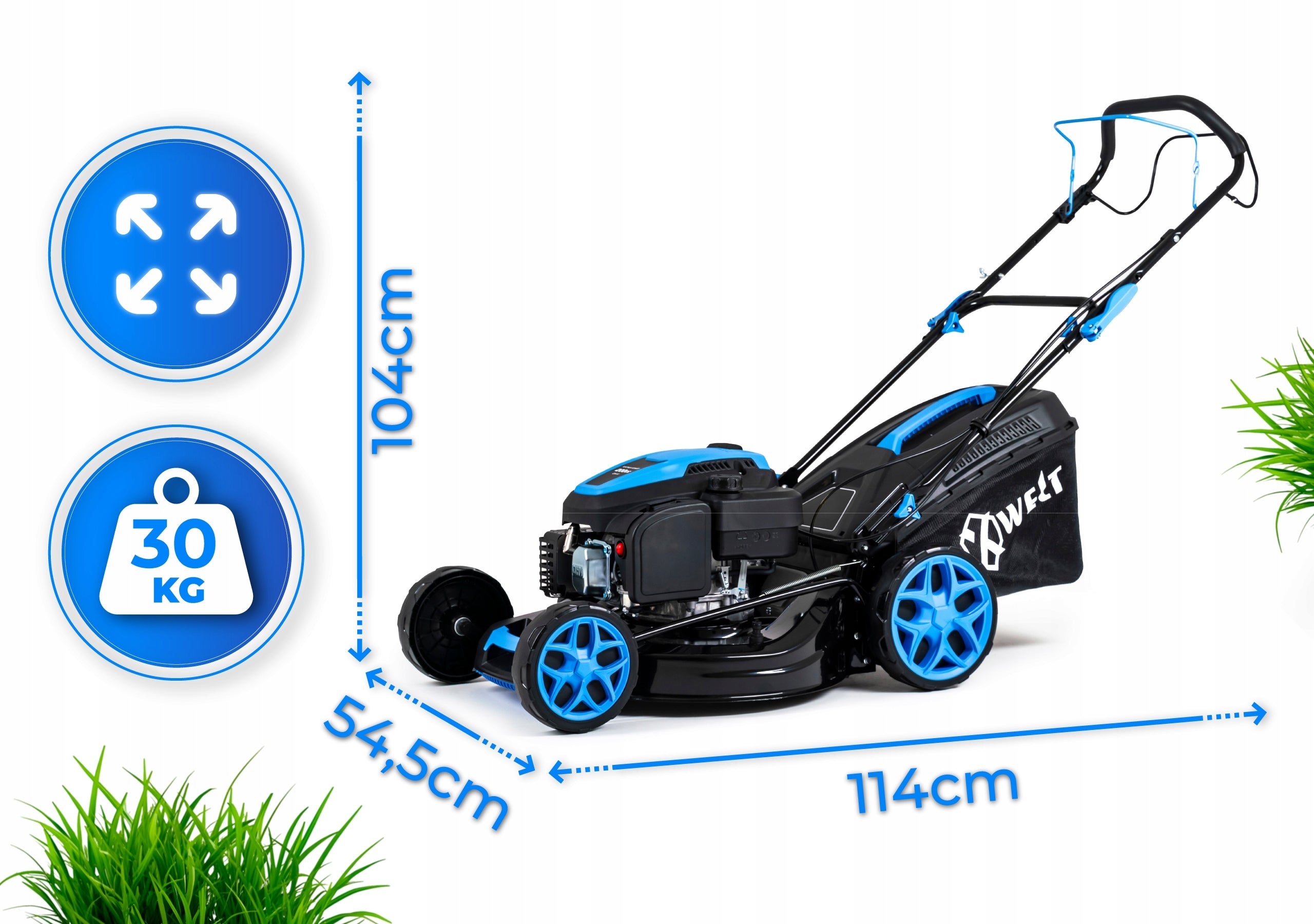 POWERFUL DIESEL MOWER WITH DRIVE 51CM MOTOR 200CC MULCHING 9in1 DRIVE Packaging status original