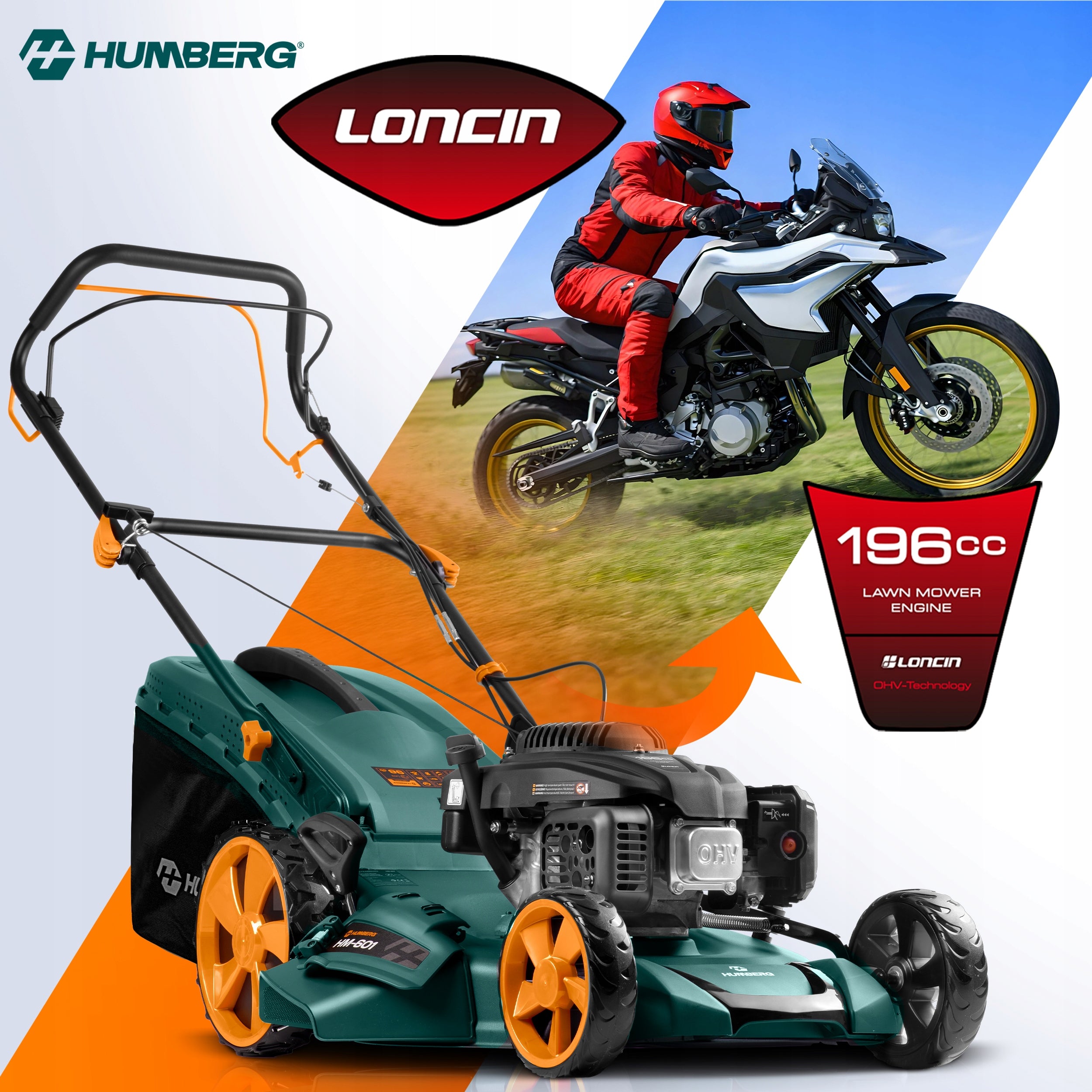 POWERFUL DIESEL MOWER WITH DRIVE 51cm 70l LONCIN 196cc MODEL 2026 + OIL Mowing width 51 cm