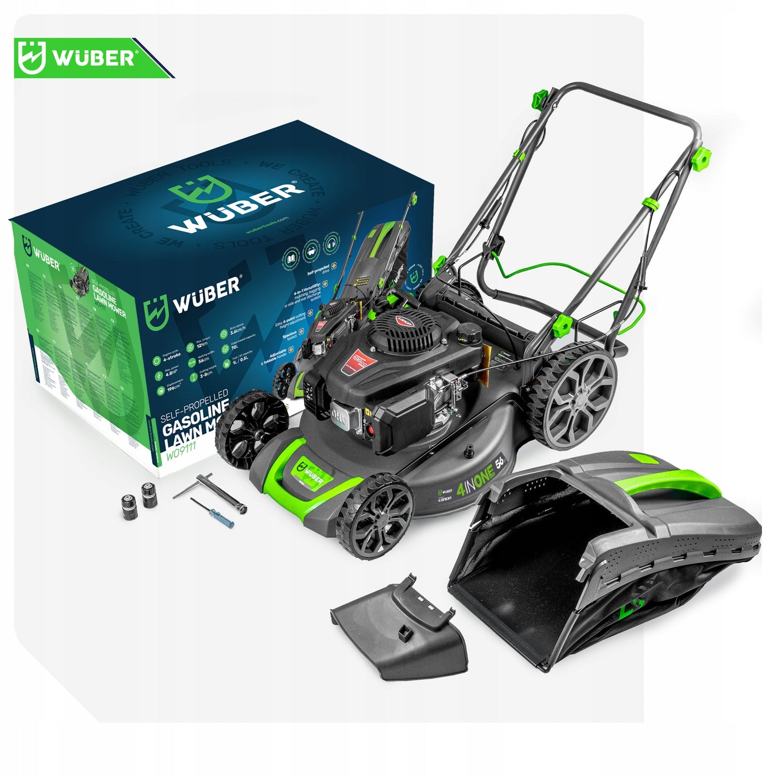 POWERFUL DIESEL MOWER WITH DRIVE 56 CM ENGINE LONCIN 196CC NEW MODEL 4IN1 Packaging status original