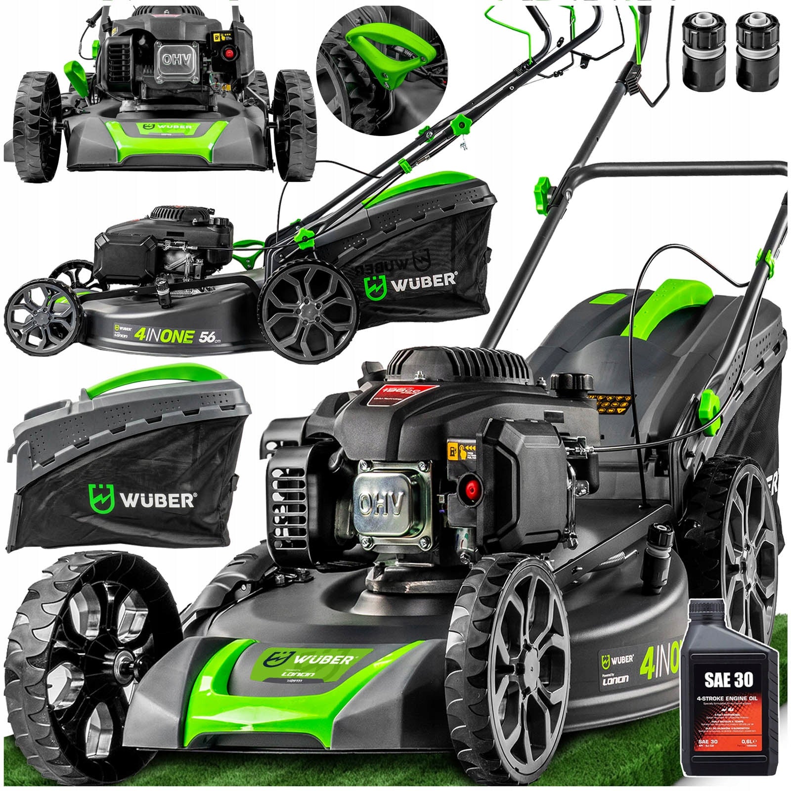 POWERFUL DIESEL MOWER WITH DRIVE 56 CM ENGINE LONCIN 196CC NEW MODEL 4IN1