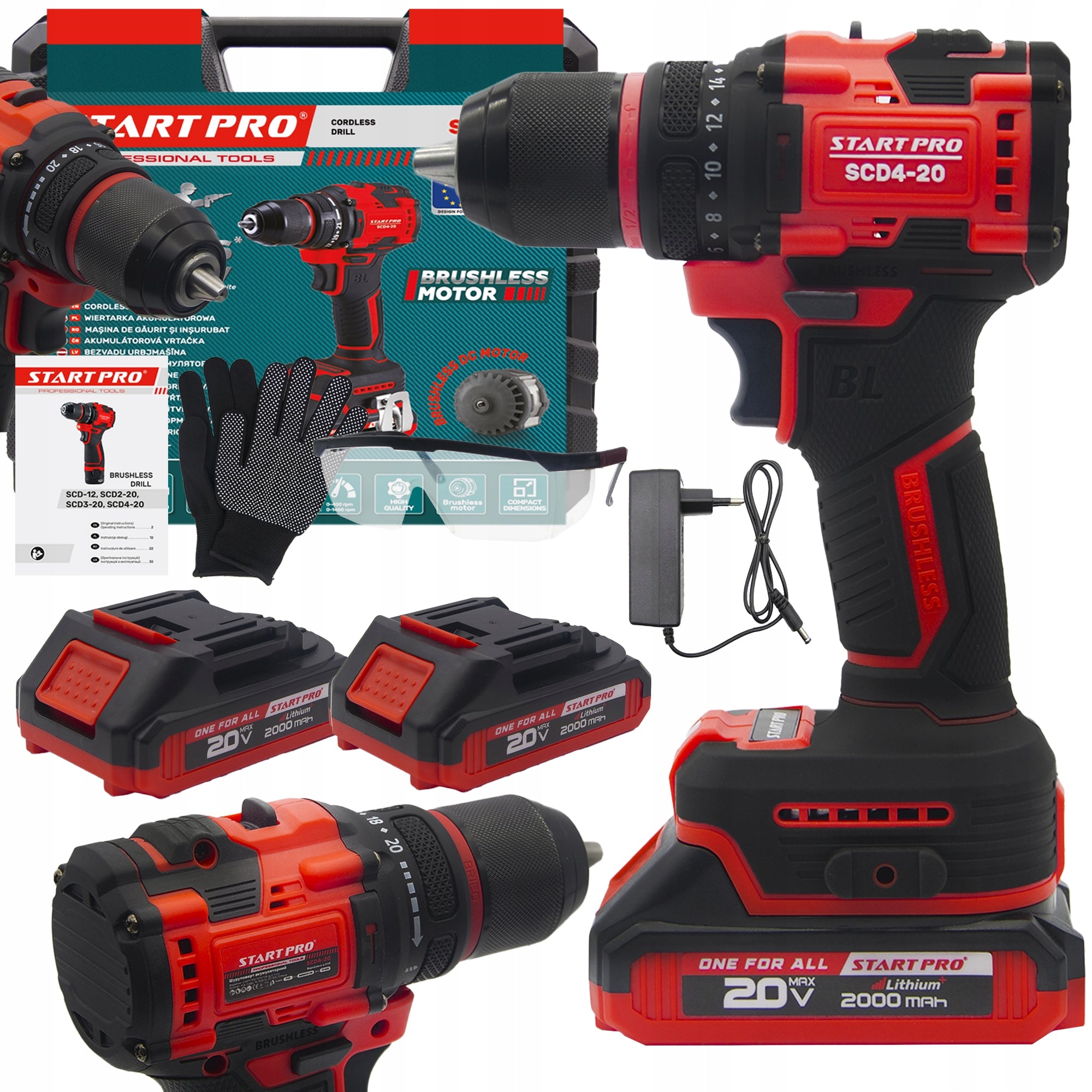 POWERFUL DRILL CORDLESS SCREWDRIVER 2X AKU 20V 45Nm SUITCASE
