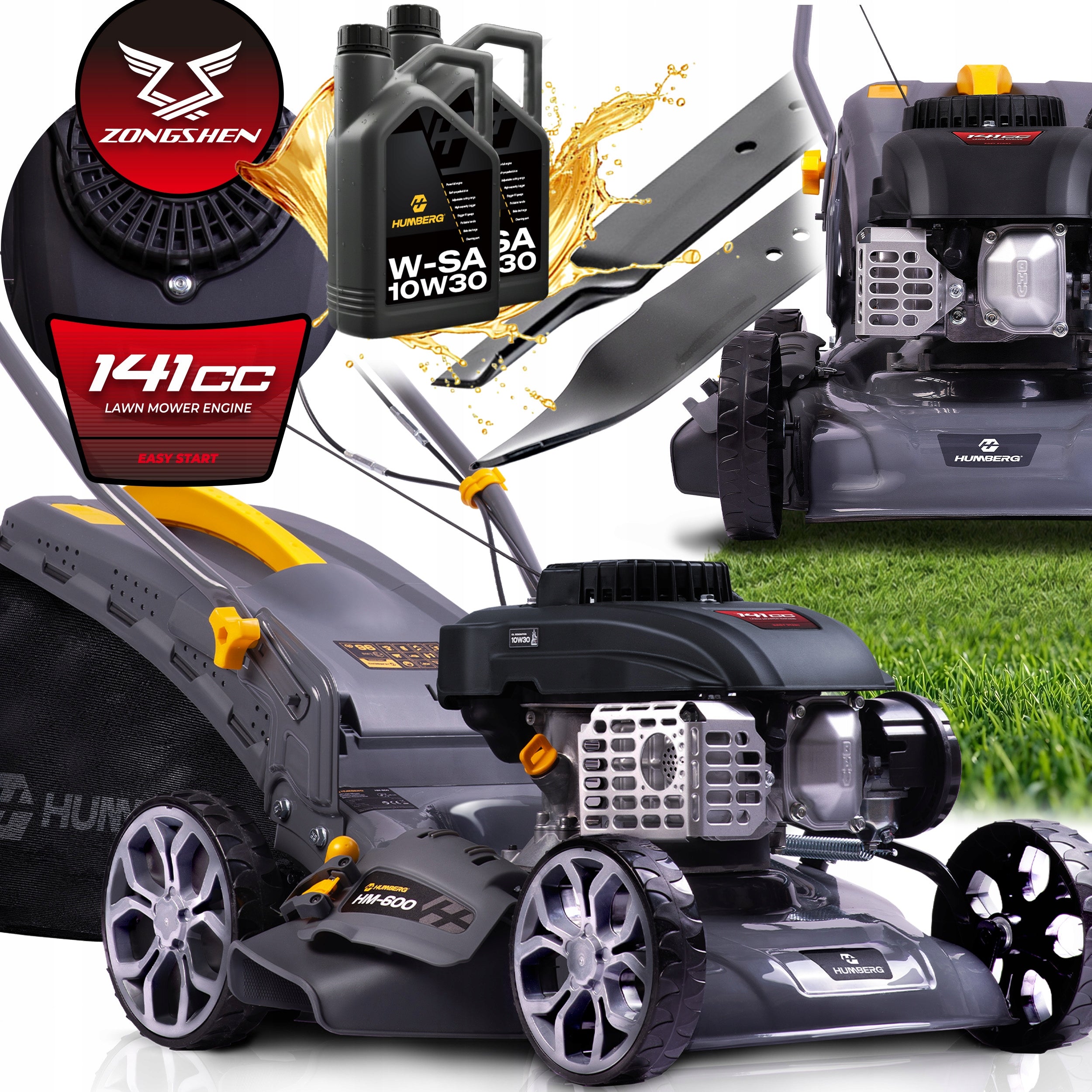 POWERFUL ECONOMICAL DIESEL MOWER WITH DRIVE 40cm 141cc + OILS + BLADE