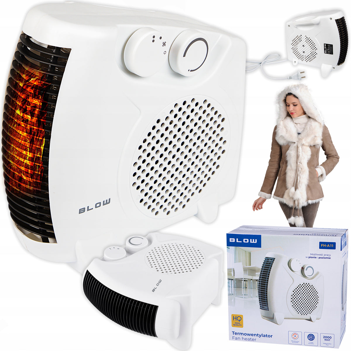 POWERFUL ELECTRIC FAN 2000W STOVE APRON THERMOSTAT HEATER