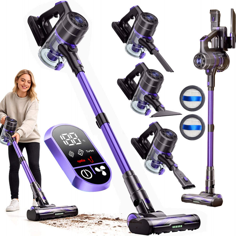 POWERFUL F01 Cordless Handheld LED Upright Vacuum Cleaner for Carpet Flooring