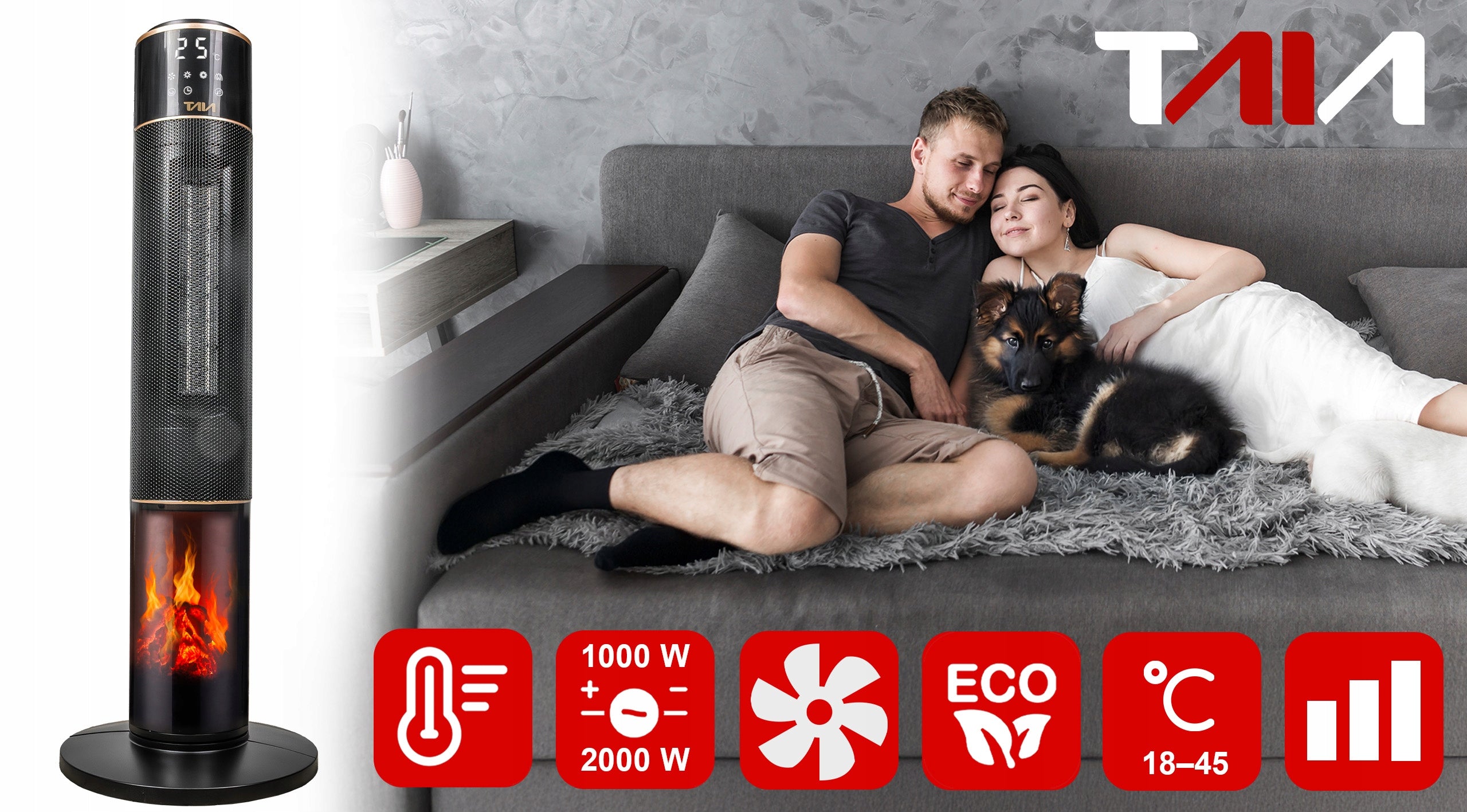 POWERFUL FAN HEATER TAIA 2000W CERAMIC ECONOMICAL Packaging status original